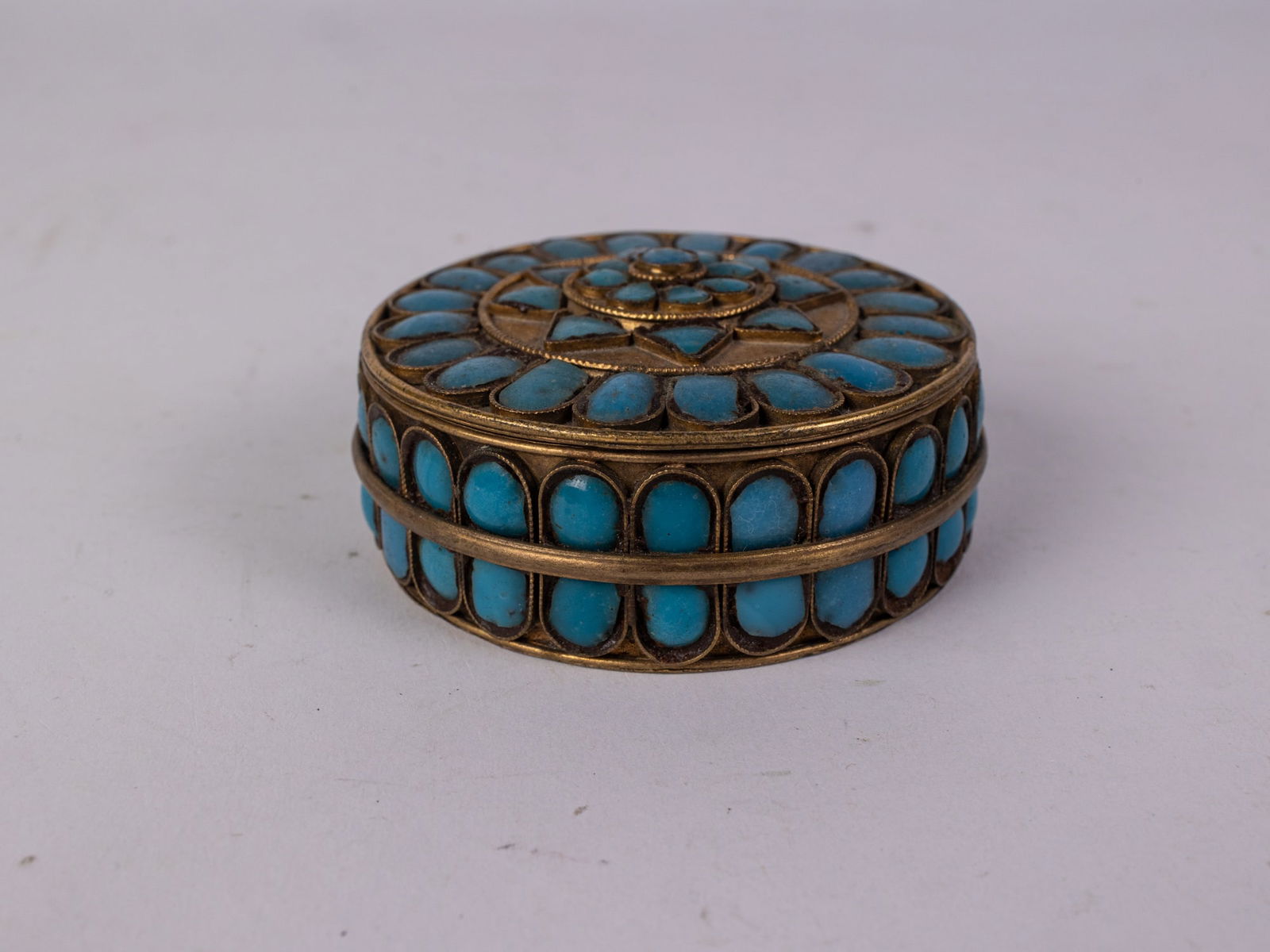 Brass Trinket Box with Stone Decoration (1 of 5)