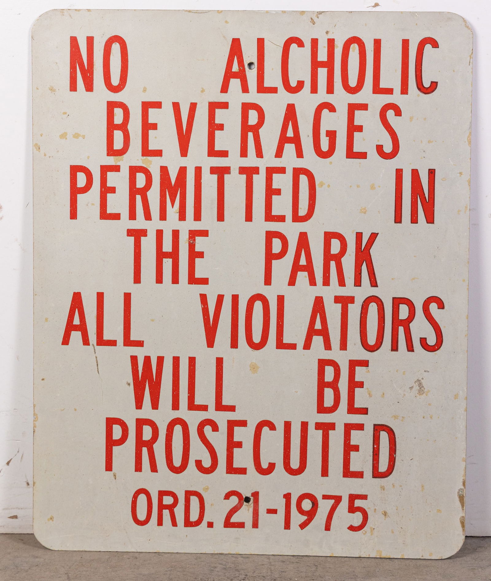 Vintage "No Alcoholic Beverages..." Metal Sign (1 of 2)