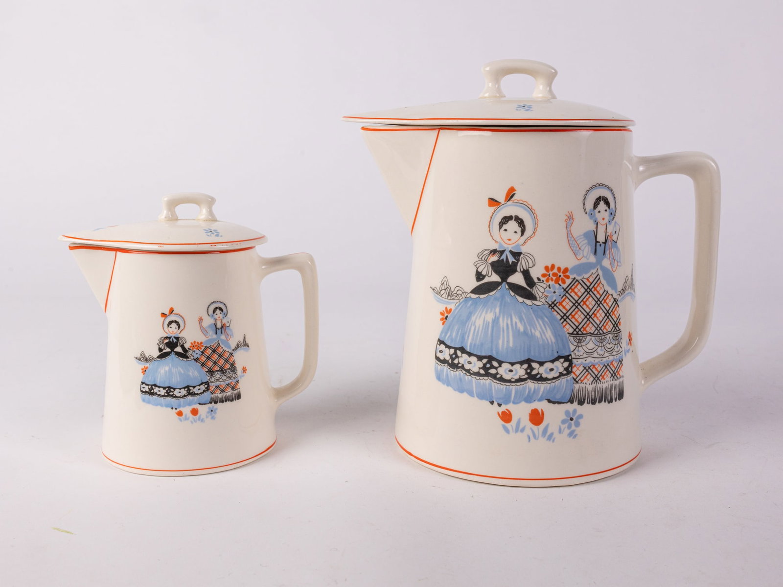 Pair of Vintage Ceramic Pictorial Pitchers (1 of 9)