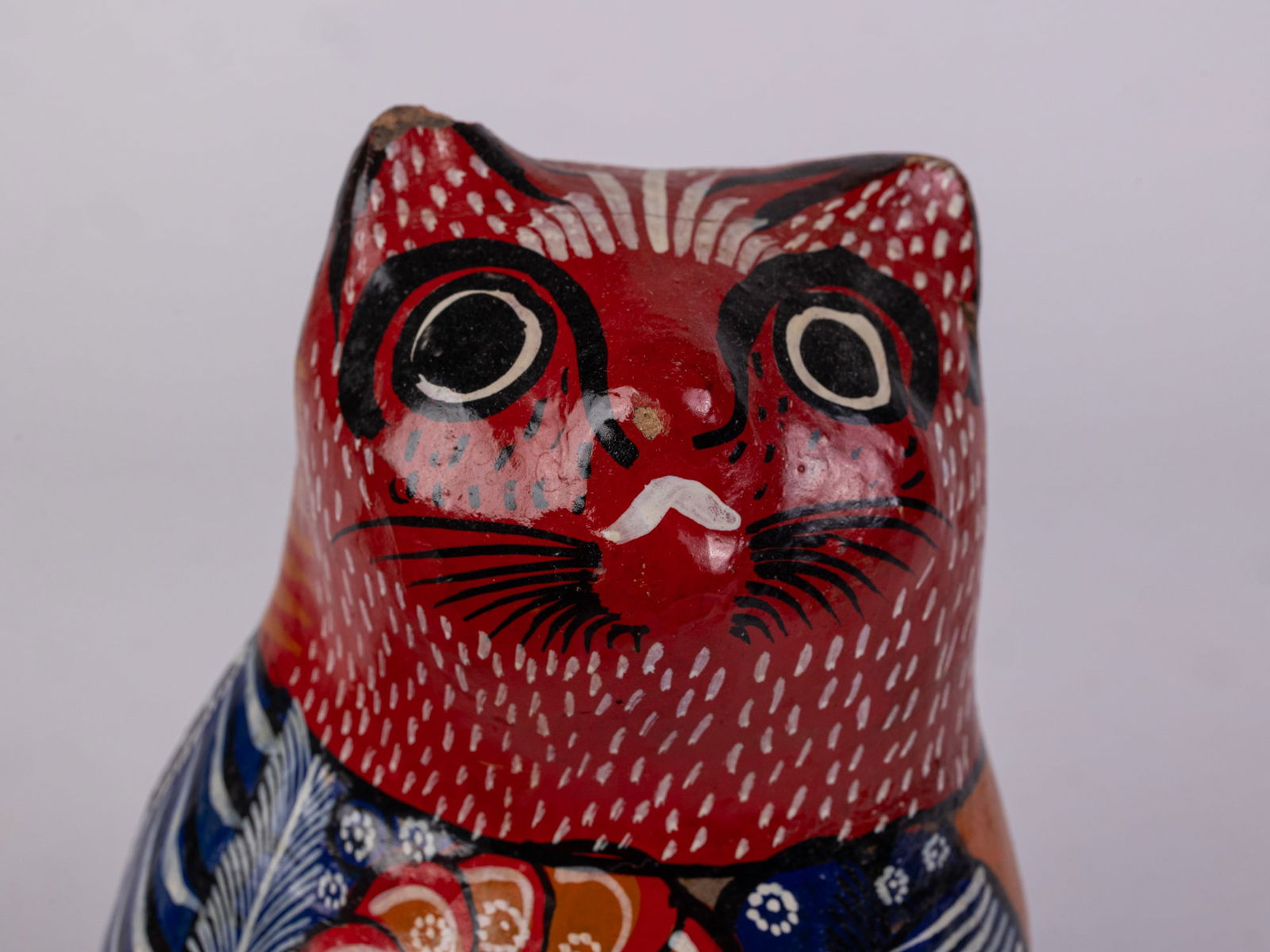 Hand Painted Folk Art 8" Cat Figurine - 3