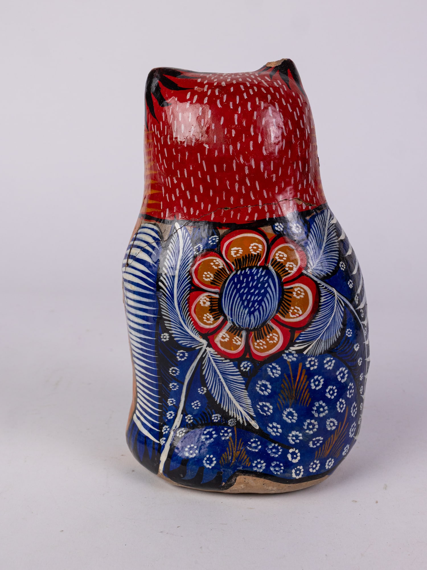 Hand Painted Folk Art 8" Cat Figurine - 4