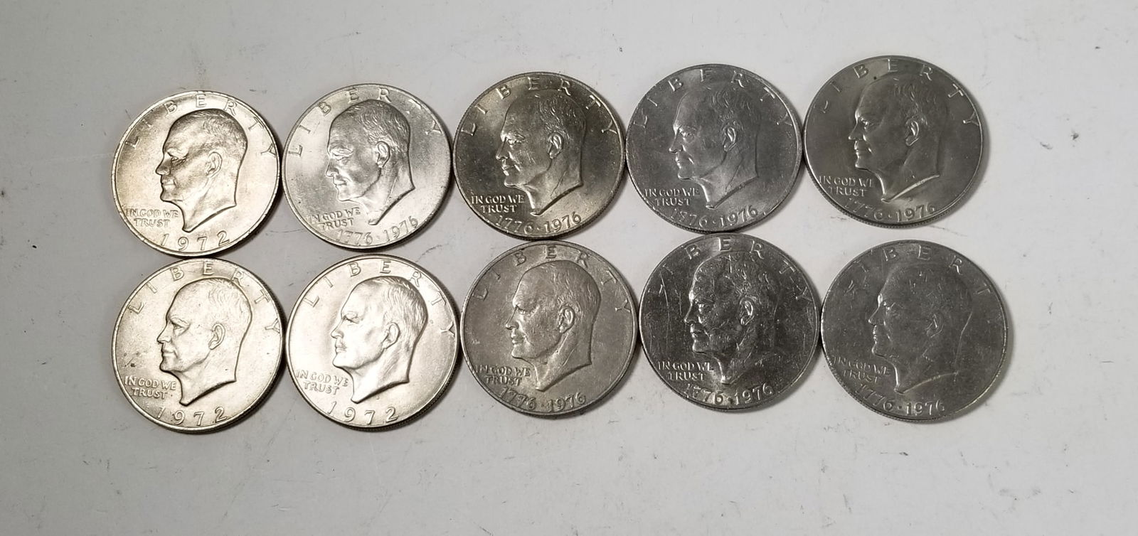 Ten Eisenhower Dollars: (10) Eisenhower Dollars: (2) 1972 - 1972 - (6) 1976 - 1976DLiterature Brooks Auction is not responsible for outbids. Questions? Call the office at (856) 694-2960 or email us directly at