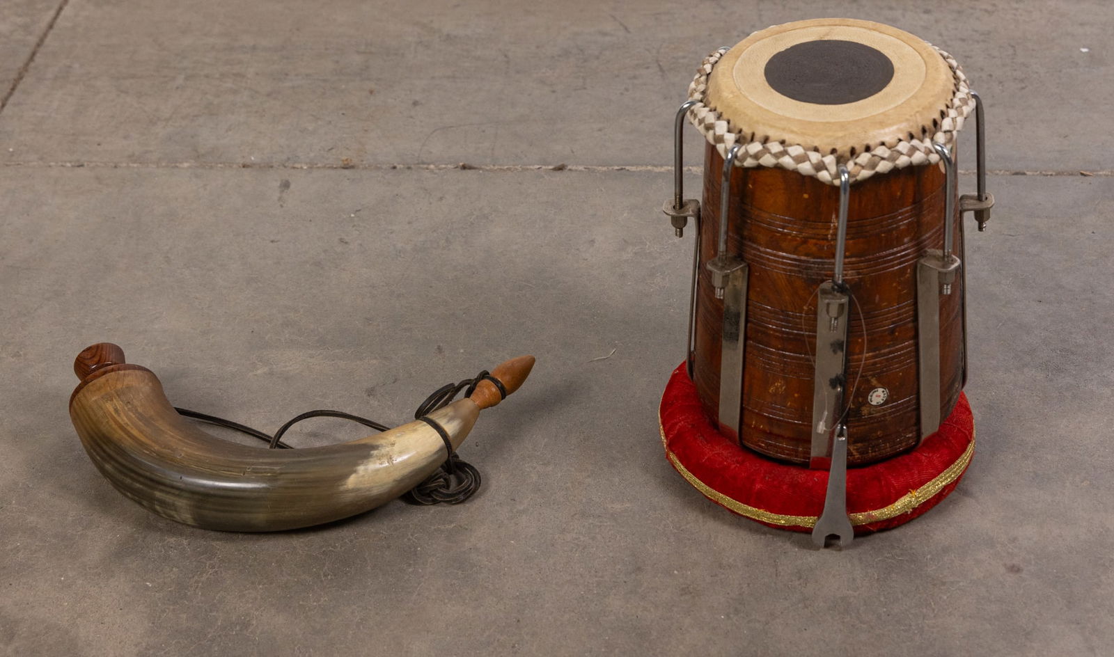 World Beat Percussion Drum and Powder Horn (1 of 5)