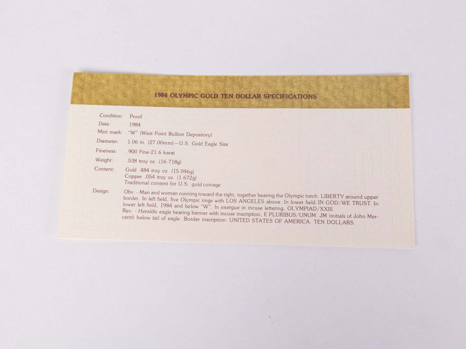 1984 U.S. Olympic Ten Dollar Gold Coin - 4