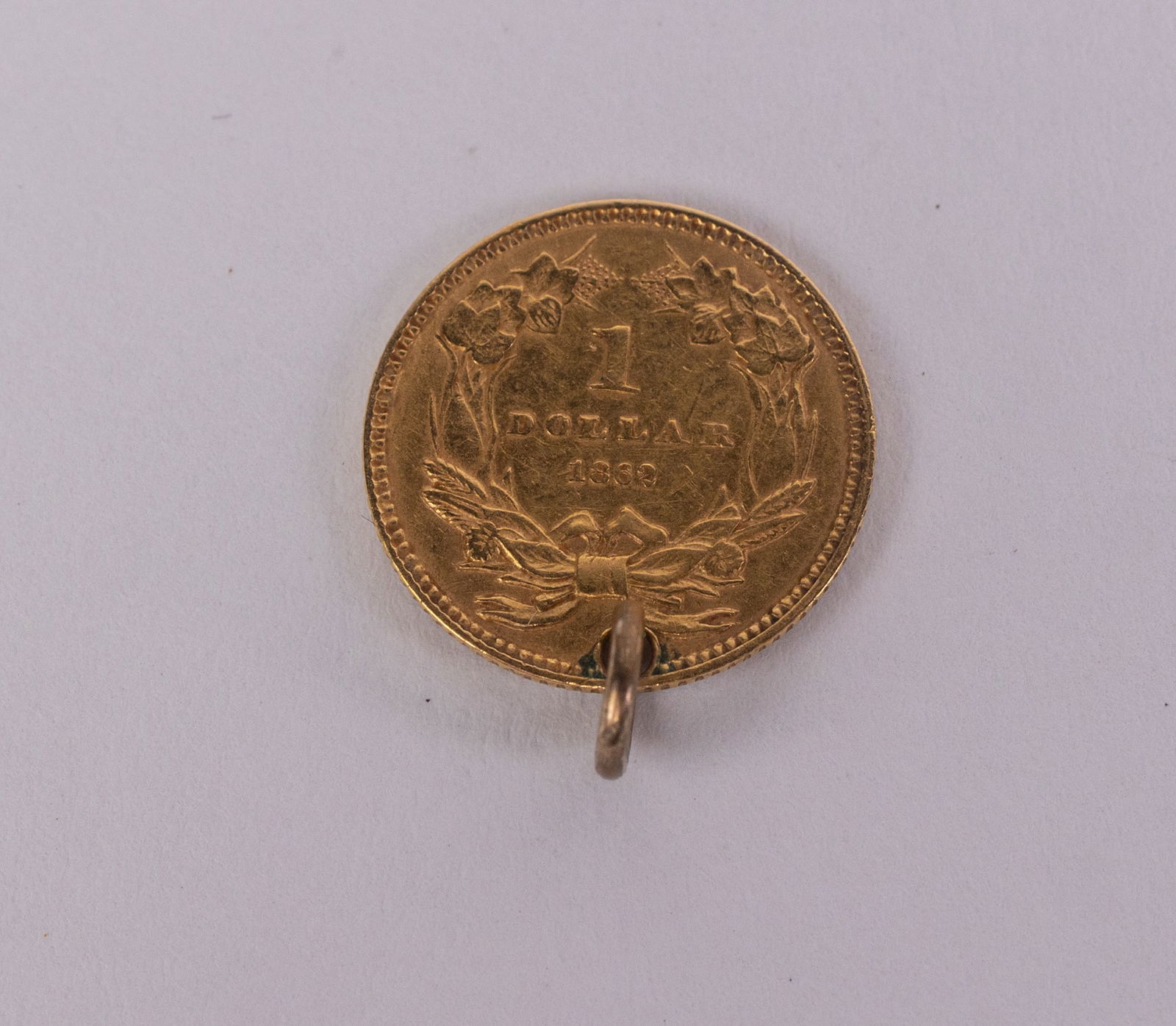 1862 Small Indian Head One Dollar Gold Coin on Gold Filled Necklace - 3