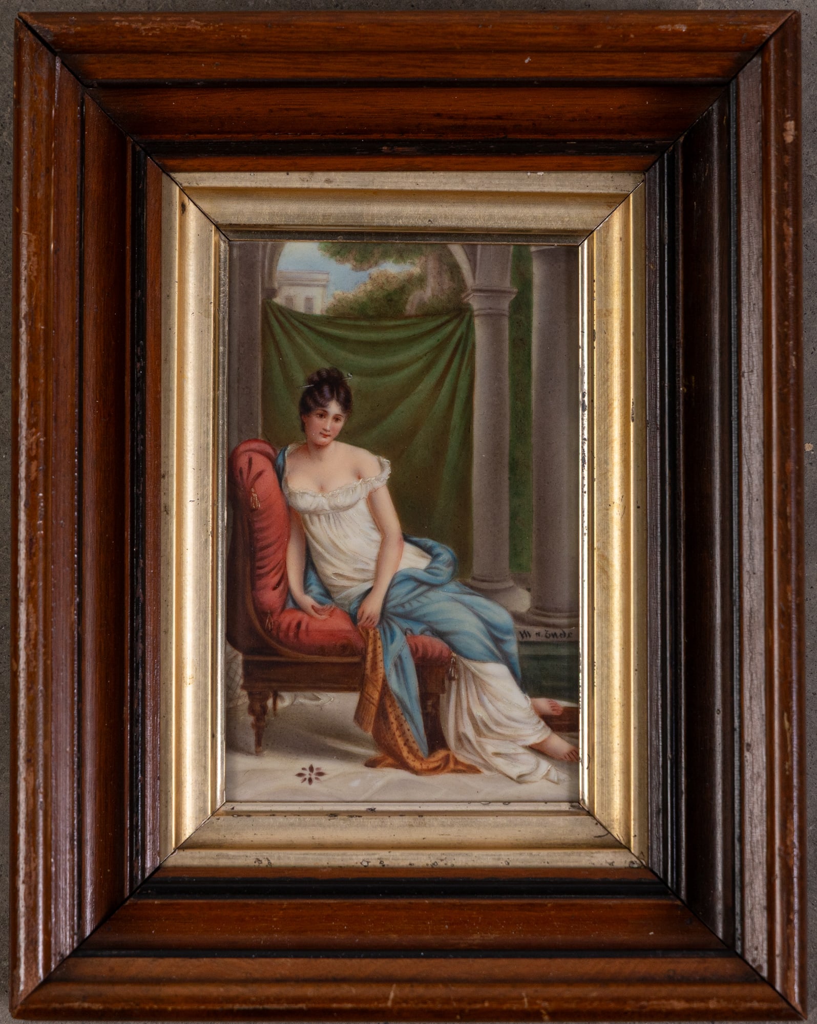 German Porcelain Plaque, Portrait of Madame Recamier (1 of 4)