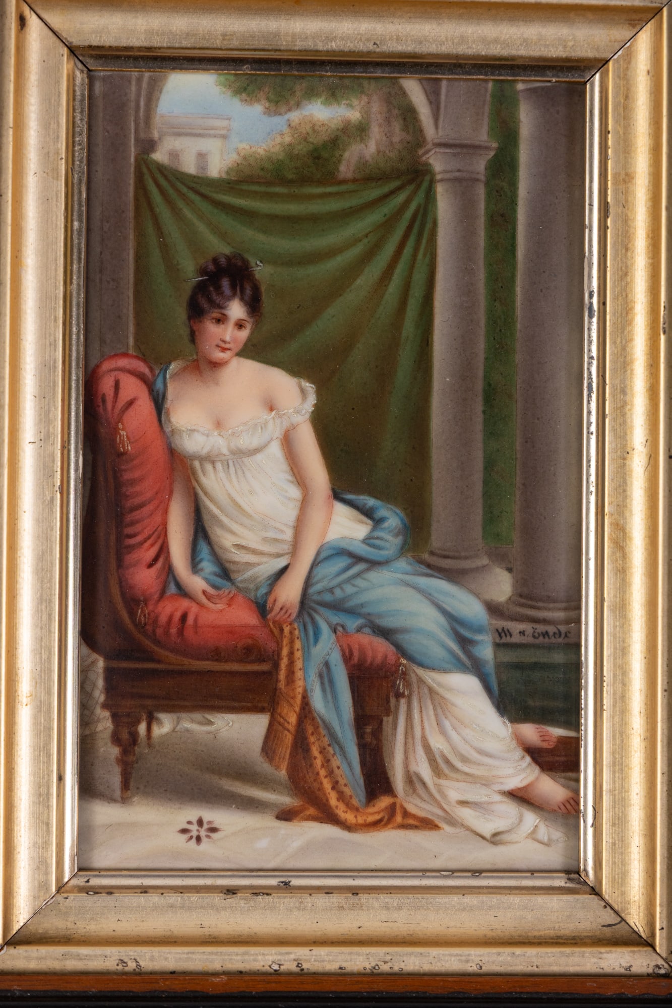 German Porcelain Plaque, Portrait of Madame Recamier - 2