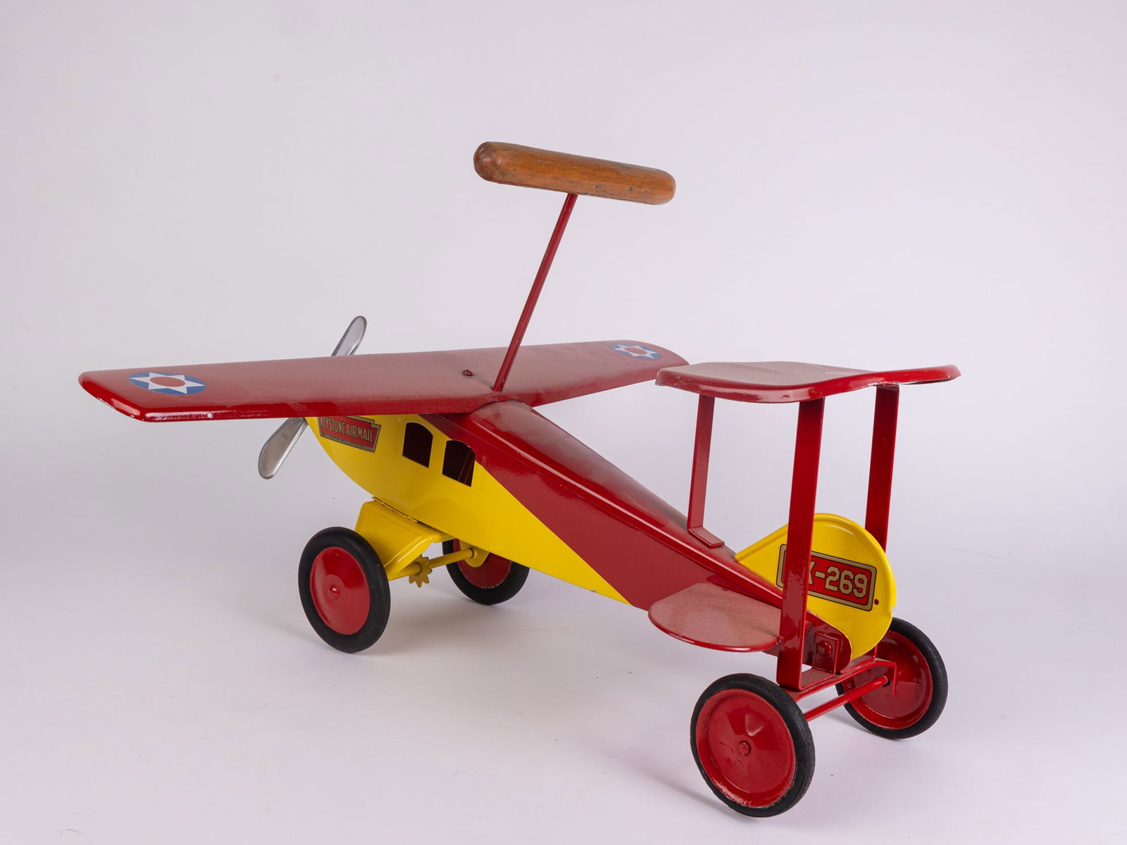 Keystone Air Mail Pressed Steel Ride Along Toy Airplane - 6