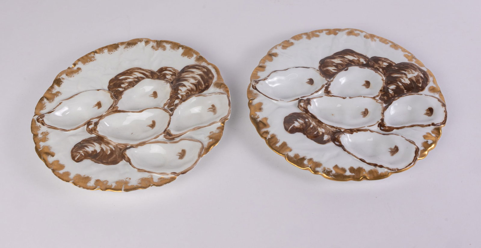 Pair of Gilman Collamore & Co. Antique Porcelain Oyster Plates (1 of 8)
