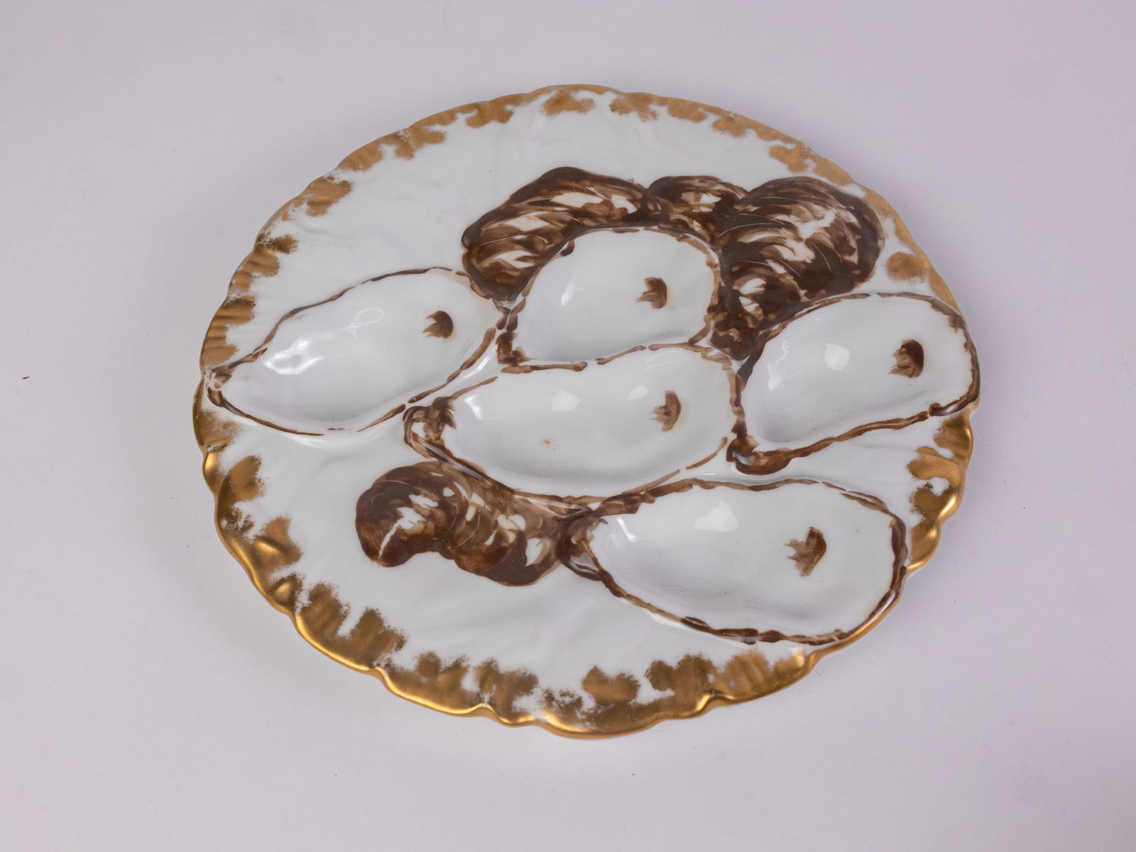 Pair of Gilman Collamore & Co. Antique Porcelain Oyster Plates - 6