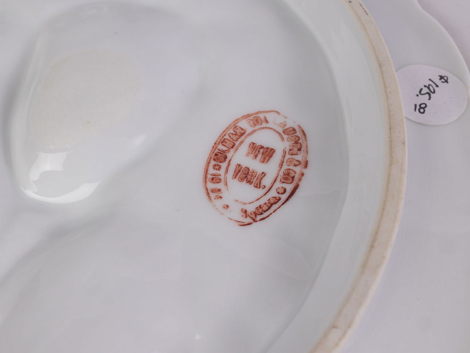 Pair of Gilman Collamore & Co. Antique Porcelain Oyster Plates - 8