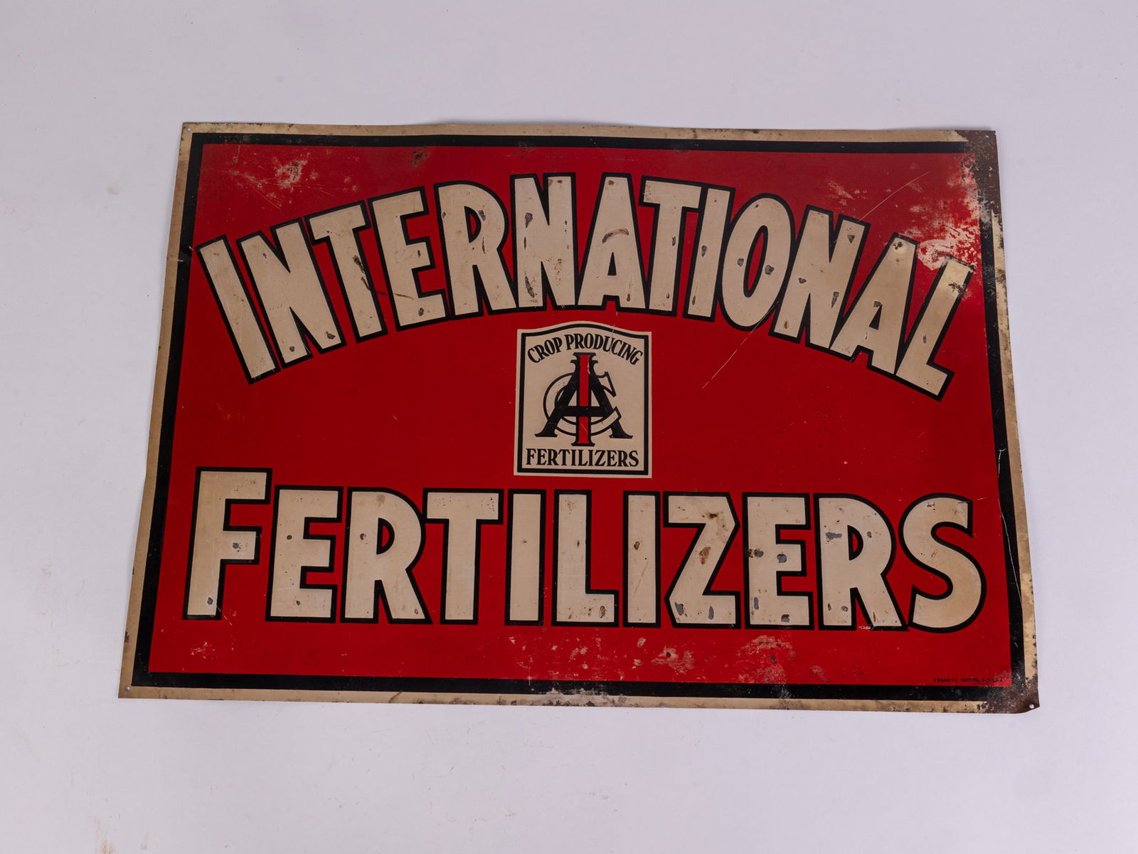International Fertilizer Vintage Embossed Metal Sign: International Fertilizer Vintage Embossed Metal SignSize14" x 20"LiteratureBrooks Auction – Online Auction Terms & Conditions