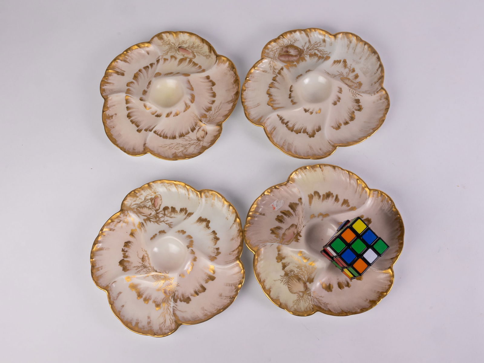 Set of Four Charles Field Haviland and Gerard, Dufraisseix, and Morel Porcelain Oyster Plates - 2