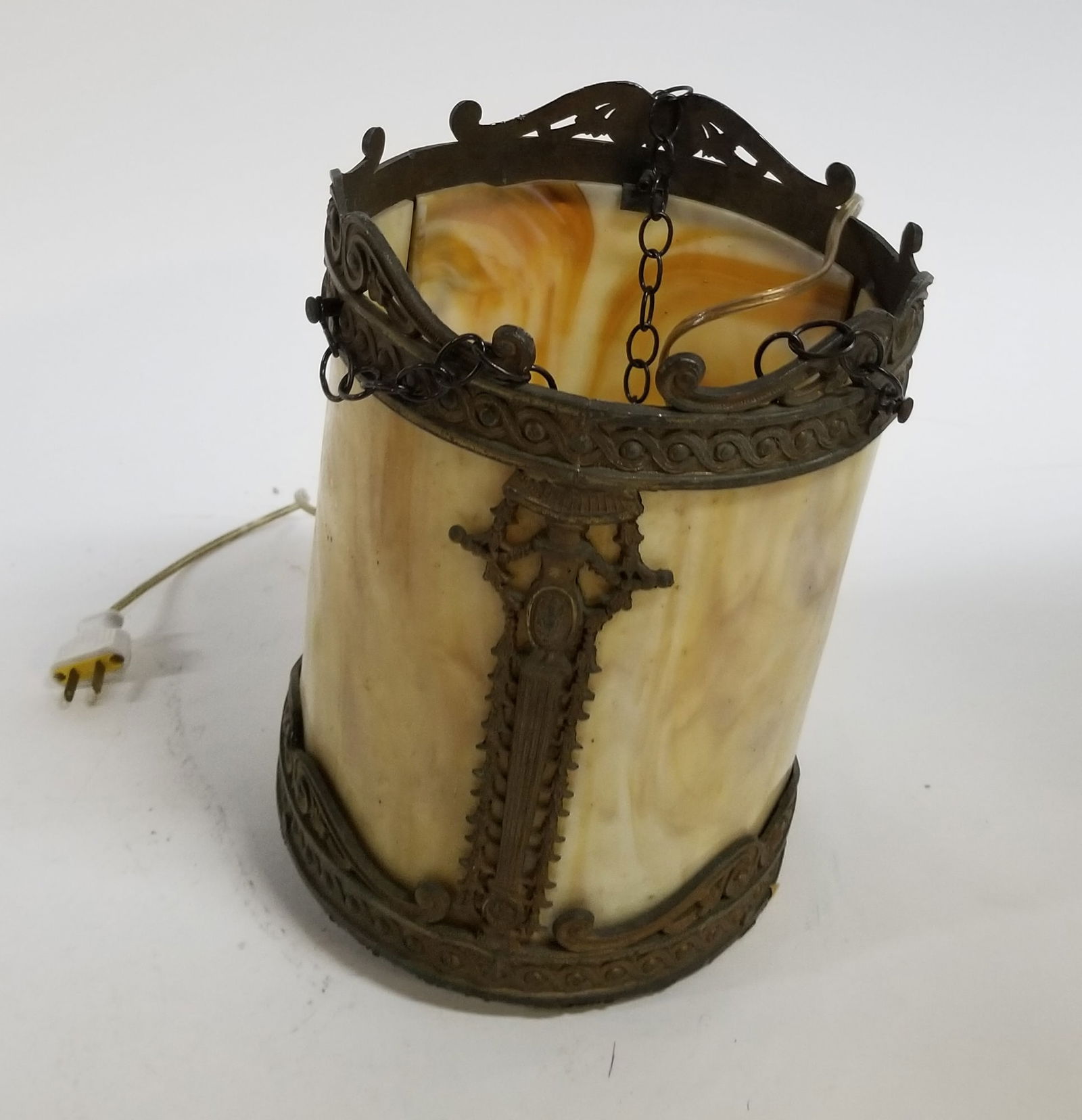 Art Nouveau Slag Glass Pendant Lamp - 2