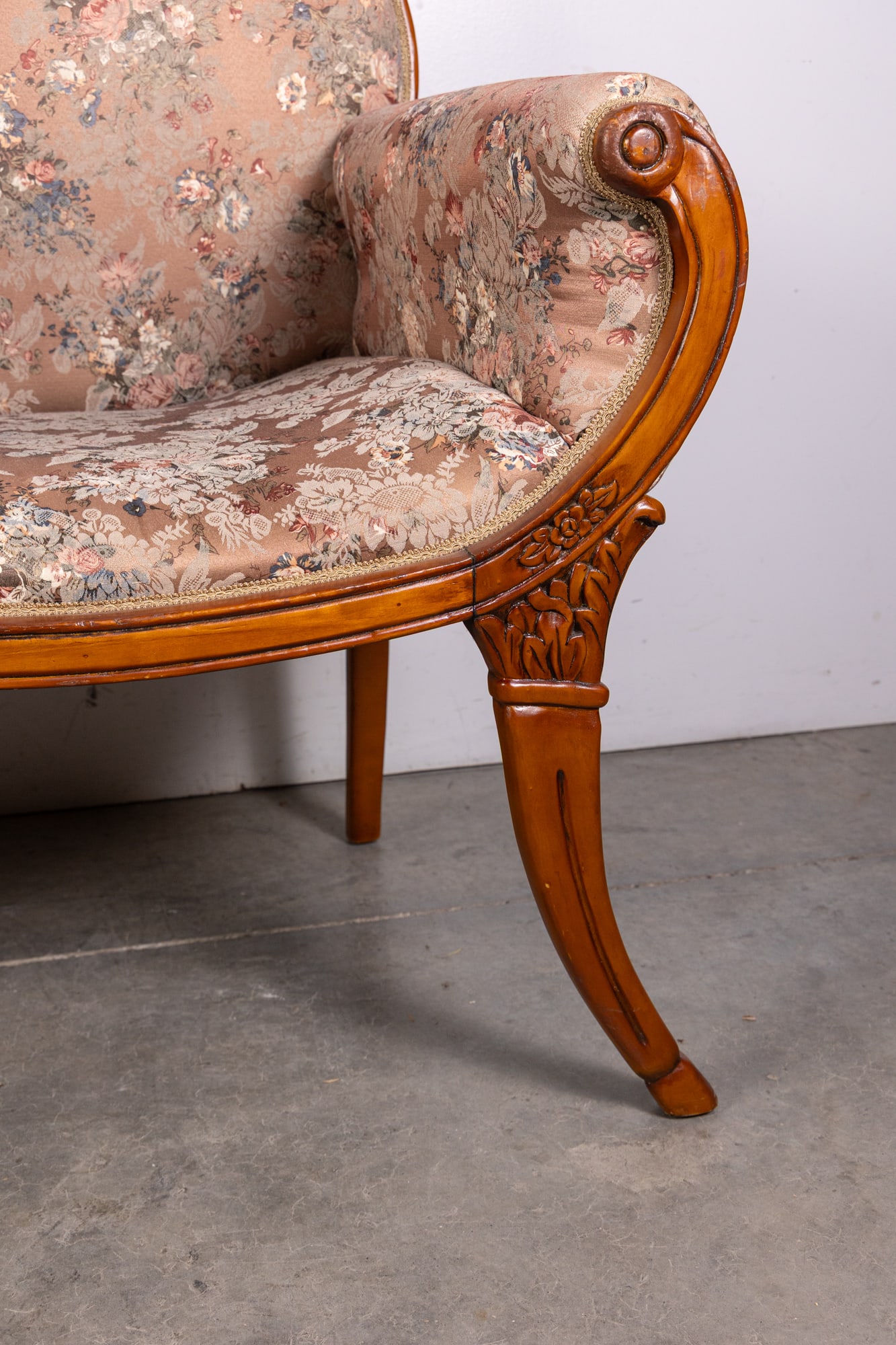 Pair of French Provincial Vintage Upholstered Arm Chairs - 10