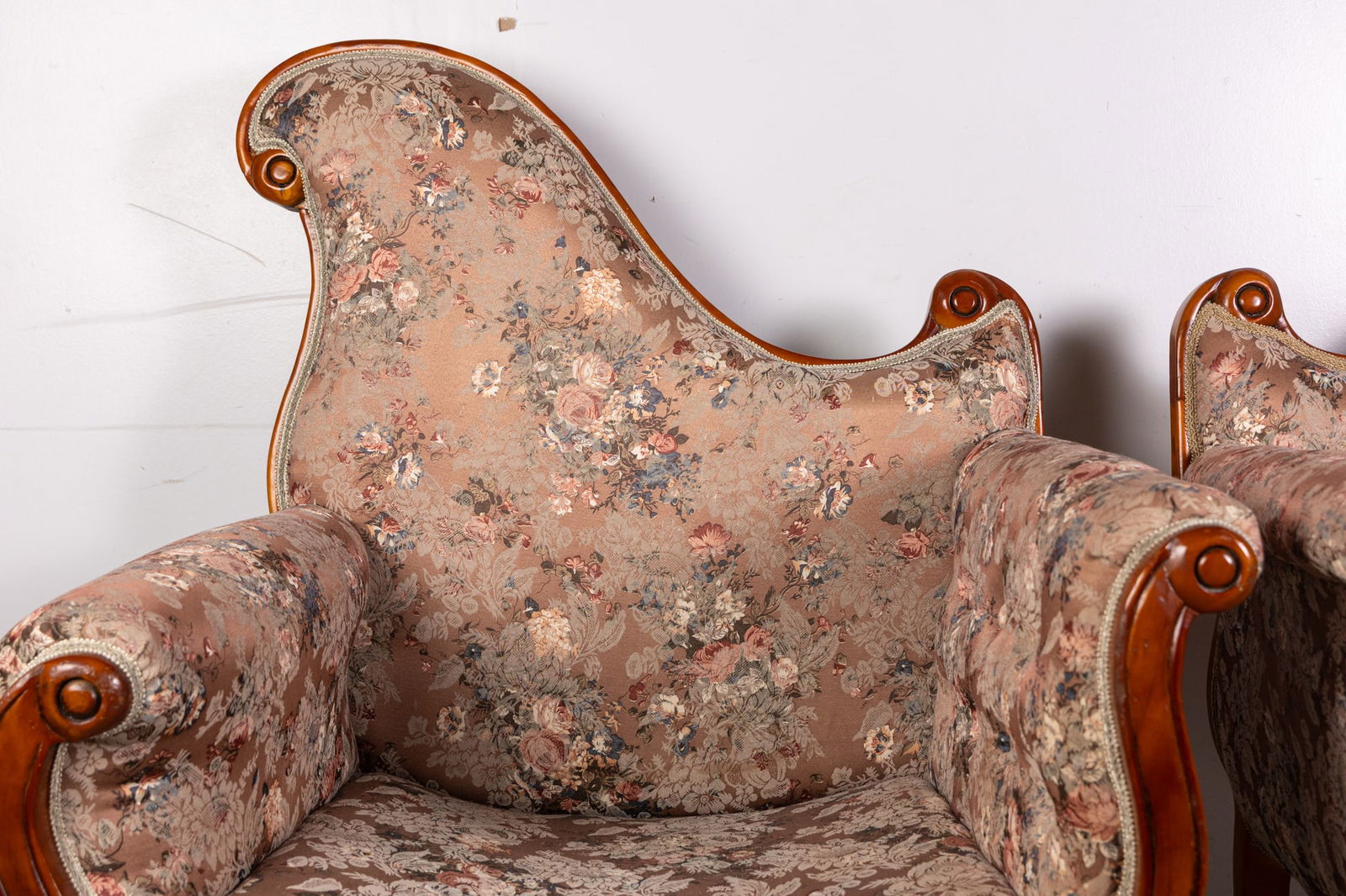 Pair of French Provincial Vintage Upholstered Arm Chairs - 2