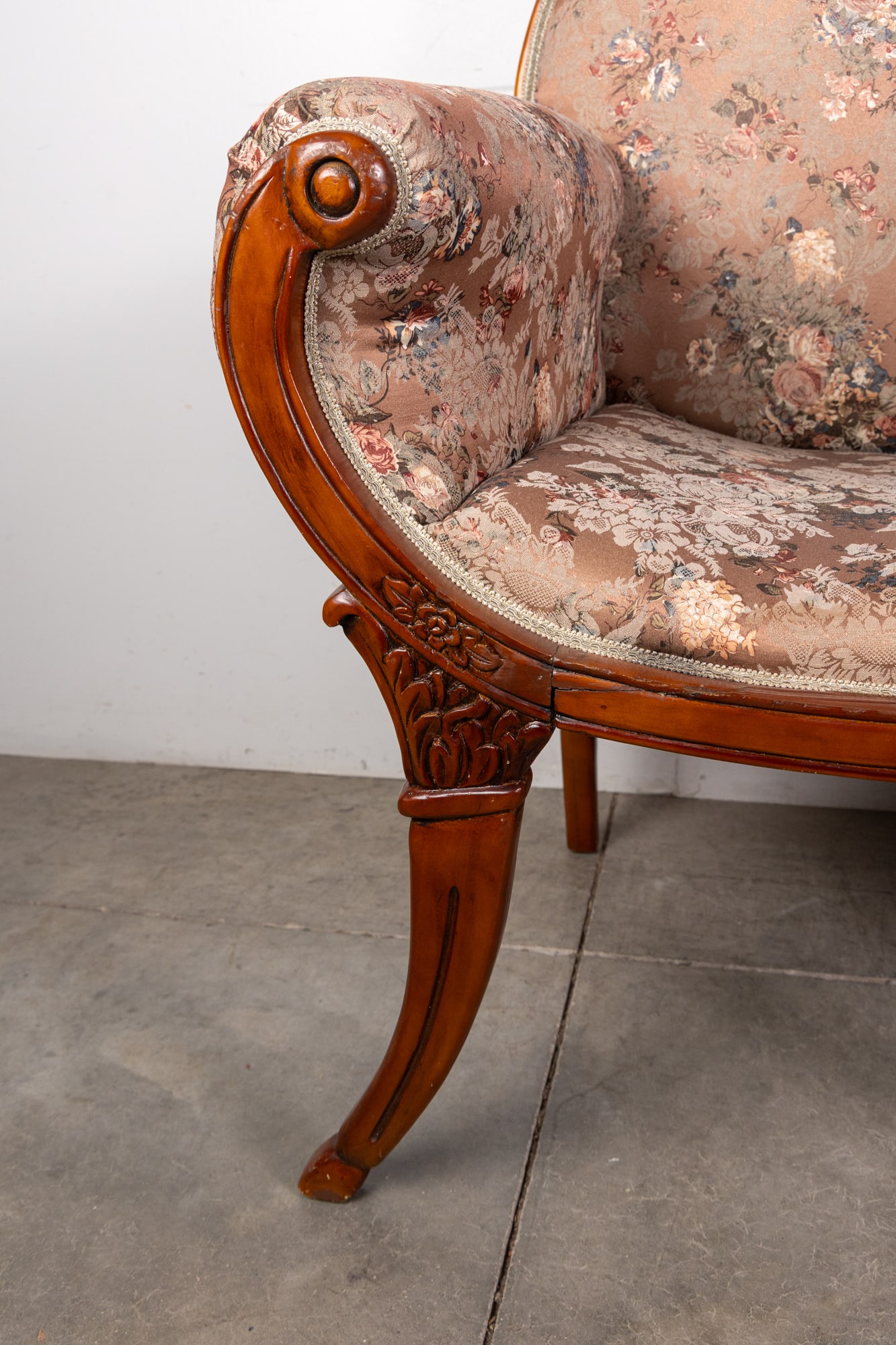 Pair of French Provincial Vintage Upholstered Arm Chairs - 4