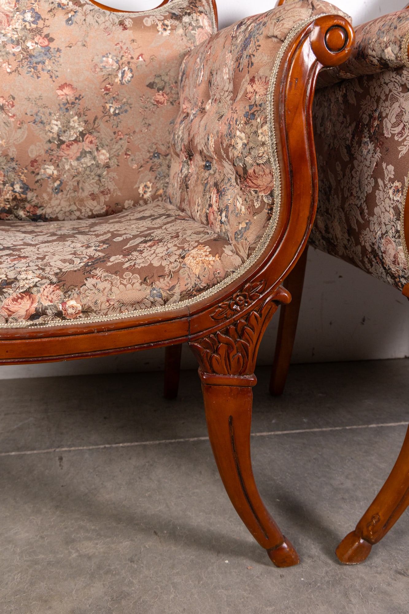 Pair of French Provincial Vintage Upholstered Arm Chairs - 5