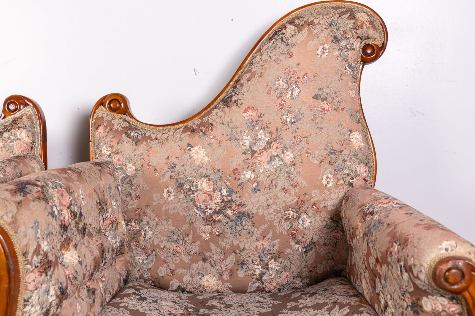 Pair of French Provincial Vintage Upholstered Arm Chairs - 6