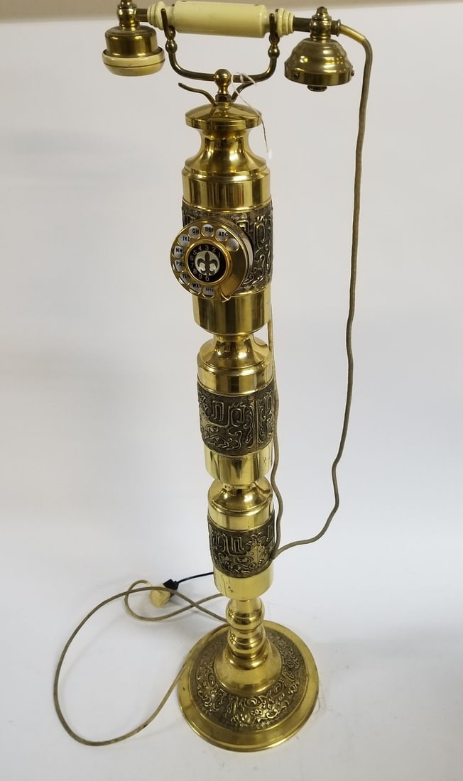 Vintage Brass Standing Rotary Telephone - 2