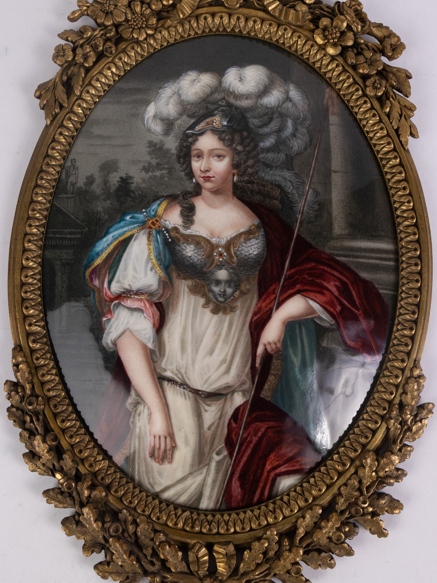 Enameled Portrait of Frances Teresa Stuart in Ornate Brass Frame - 3