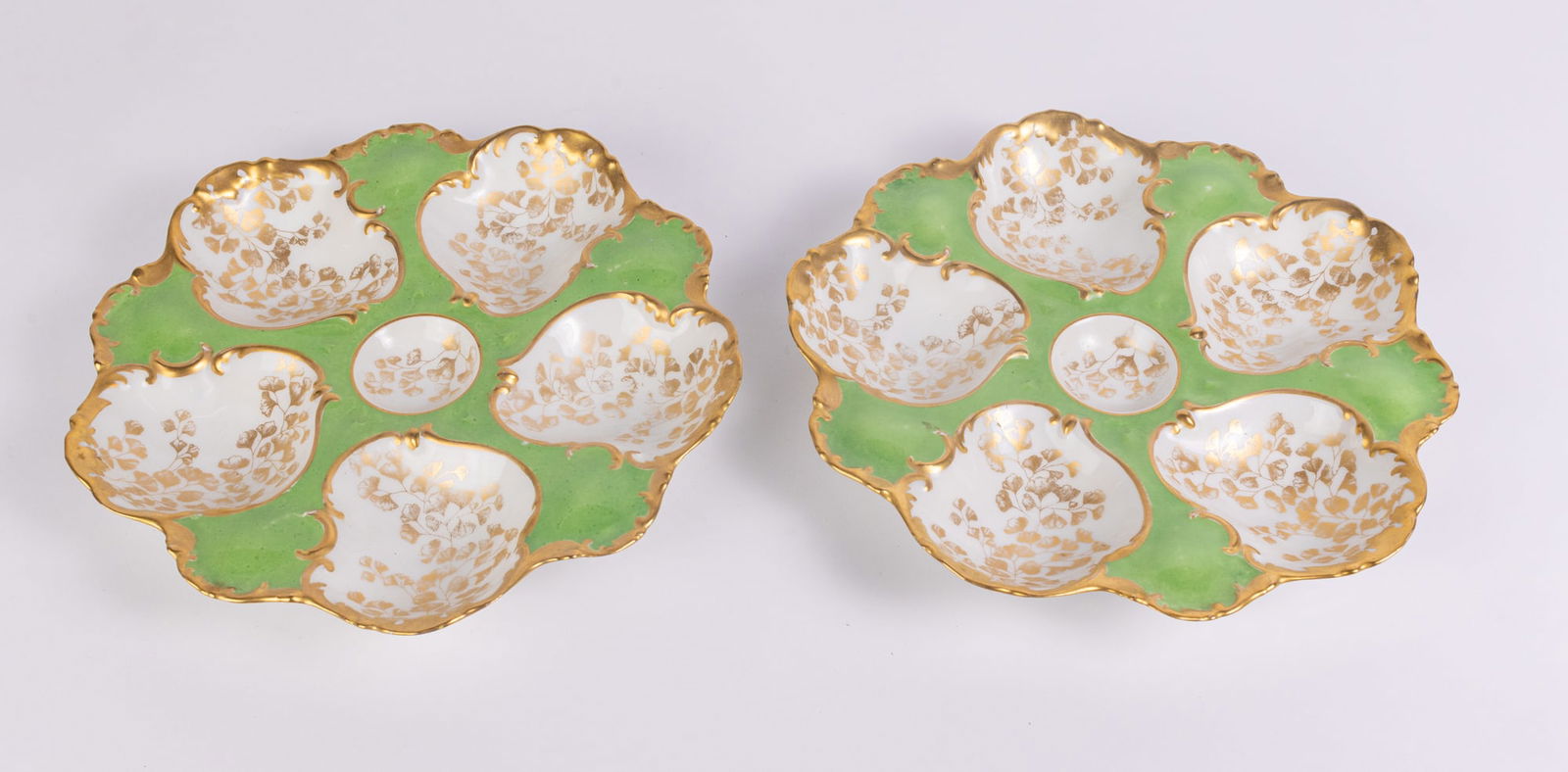 Pair of Tressemanes & Vogt Porcelain Five Well Oyster Plates (1 of 10)