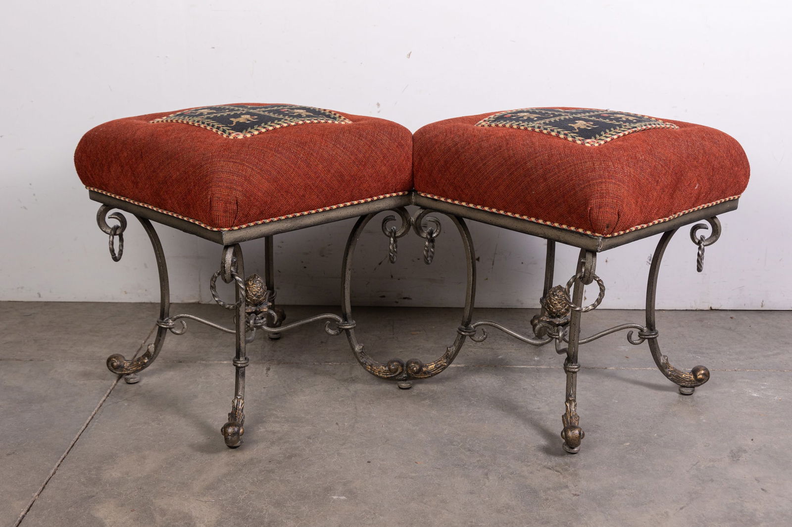 Vintage Monkey Motif Dual Upholstered Accent Bench (1 of 7)