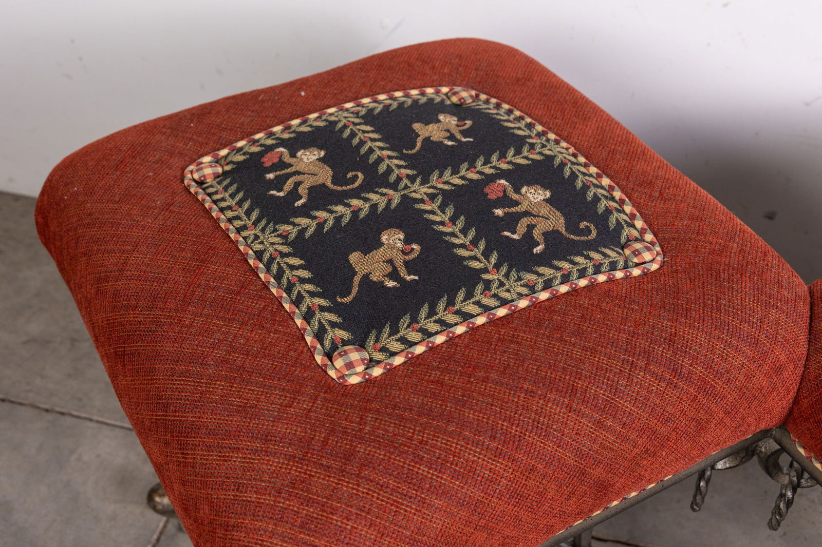 Vintage Monkey Motif Dual Upholstered Accent Bench - 2