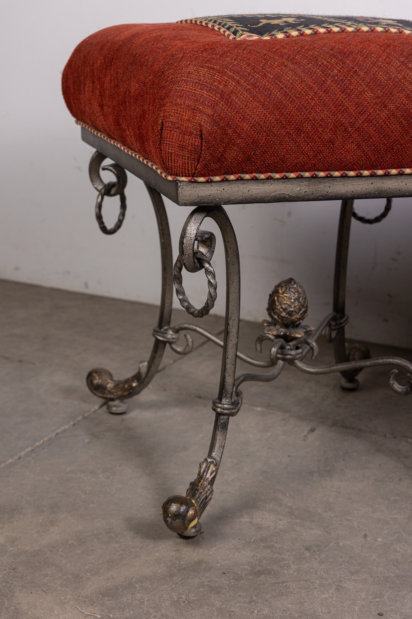 Vintage Monkey Motif Dual Upholstered Accent Bench - 4