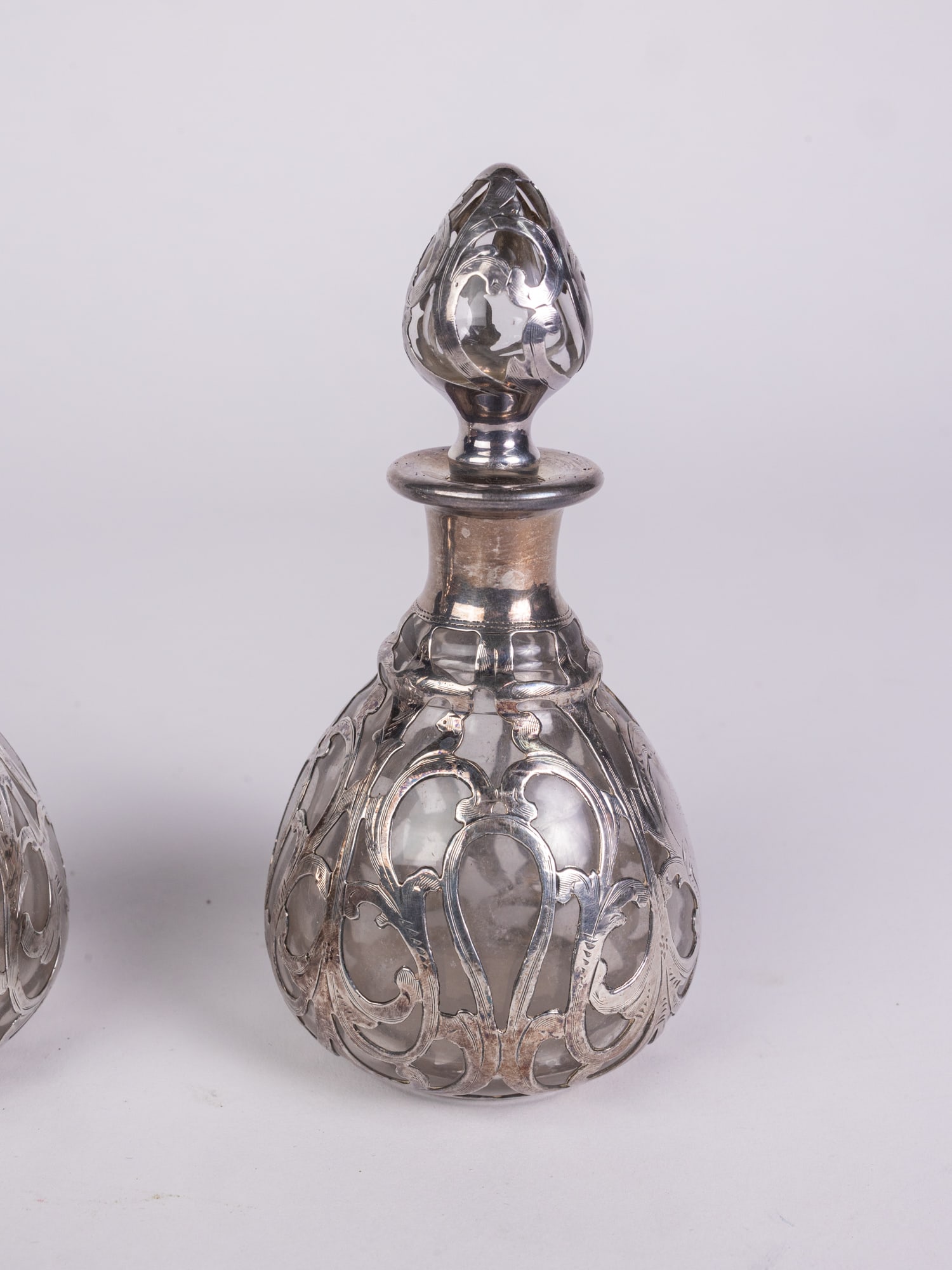 Pair of La Pierre Sterling Silver Overlay Perfume Bottles - 4
