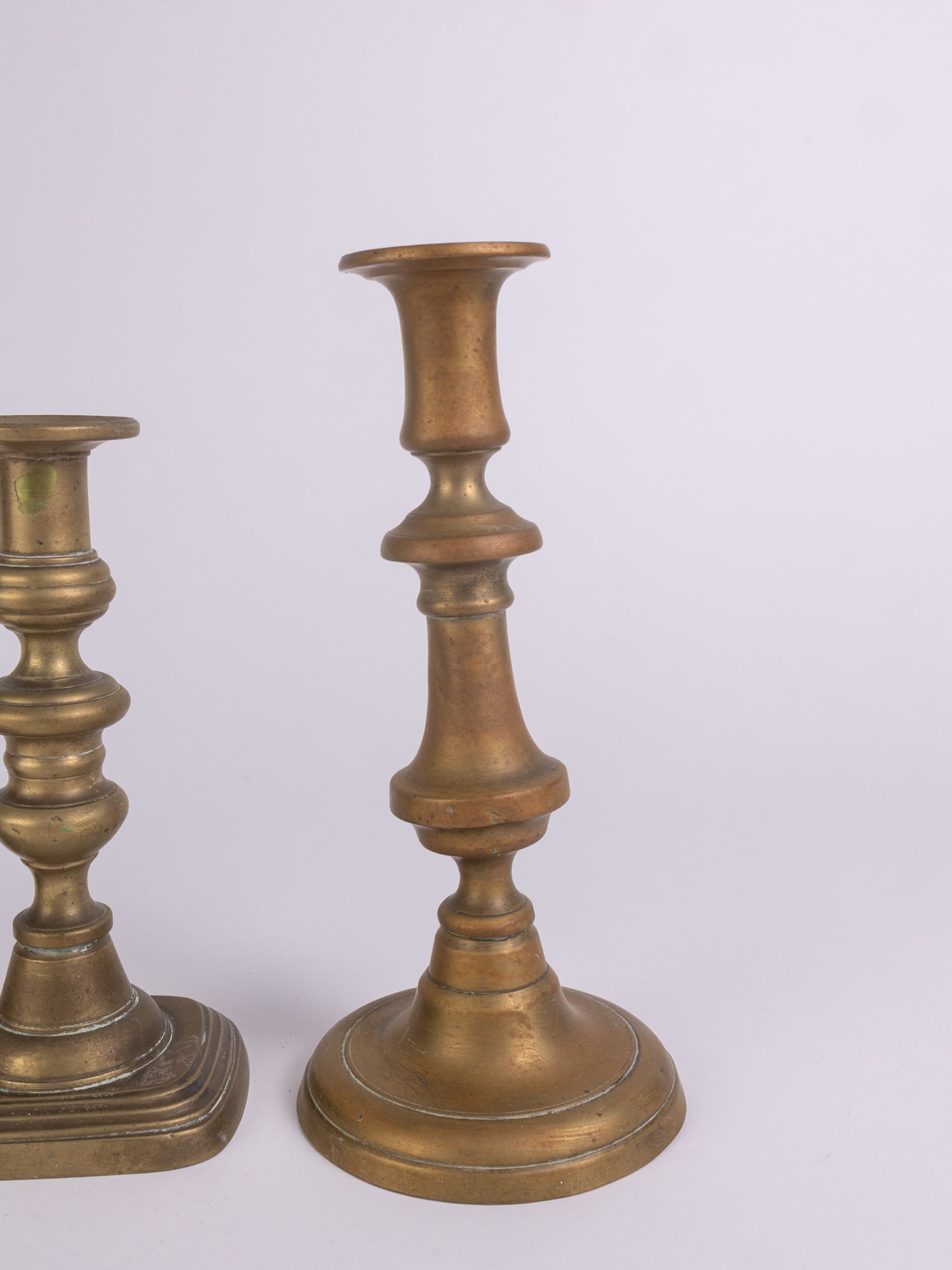 Four Antique Brass Candlestick Holders - 5