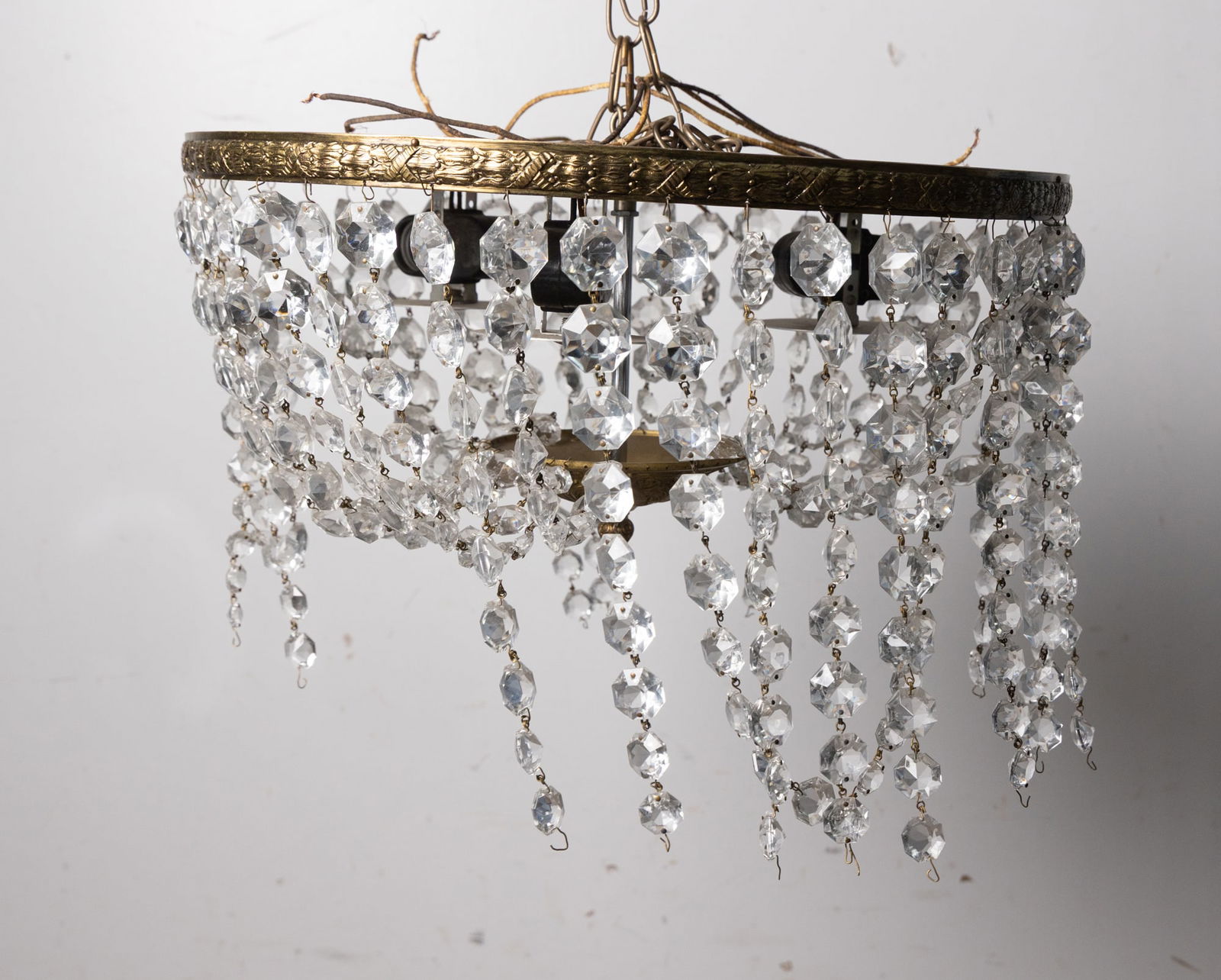Antique Crystal Basket Chandelier - 2