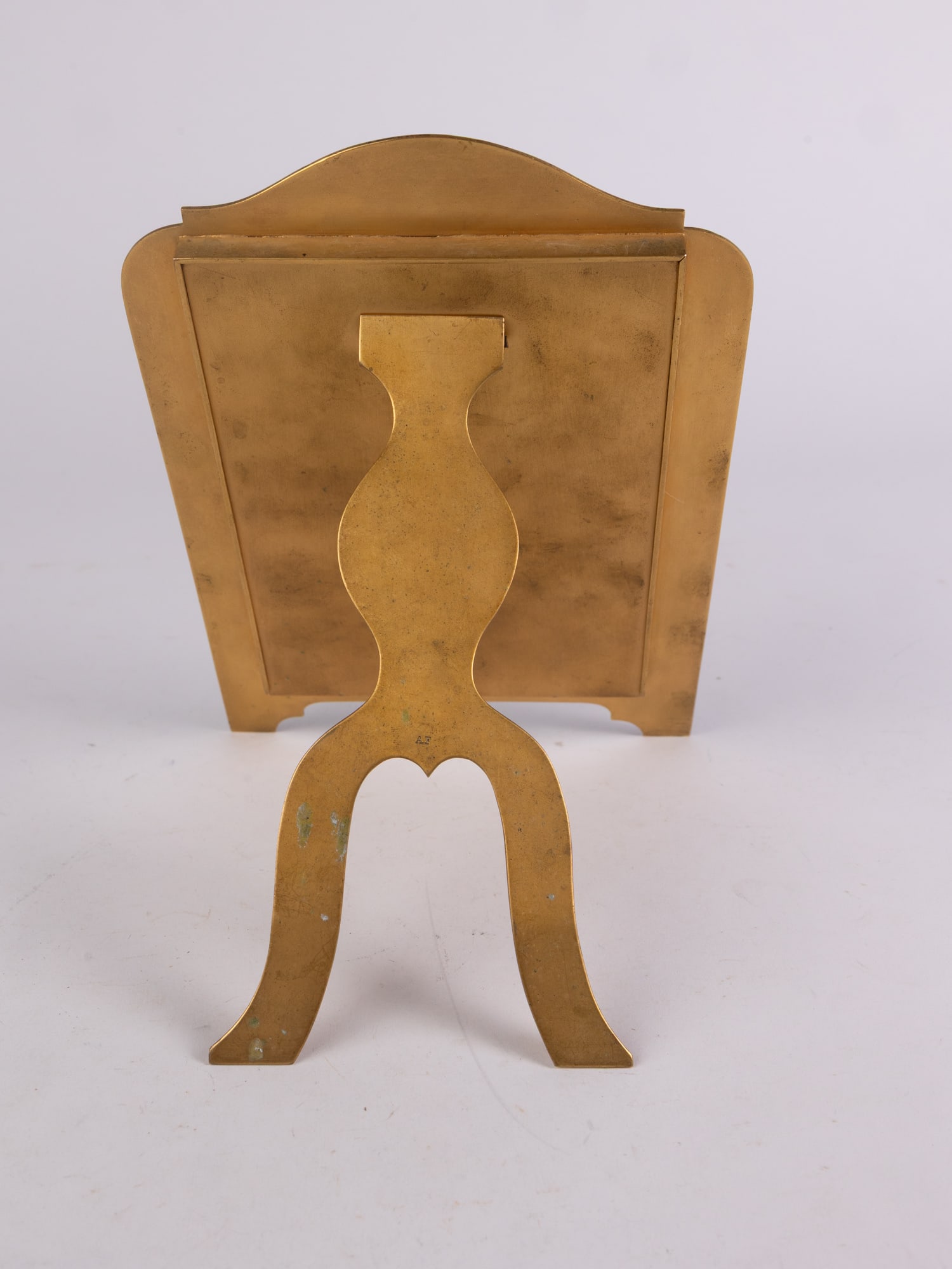 Late 19th Century Gilt Brass Desk Frame with Enameled Portraits - 4