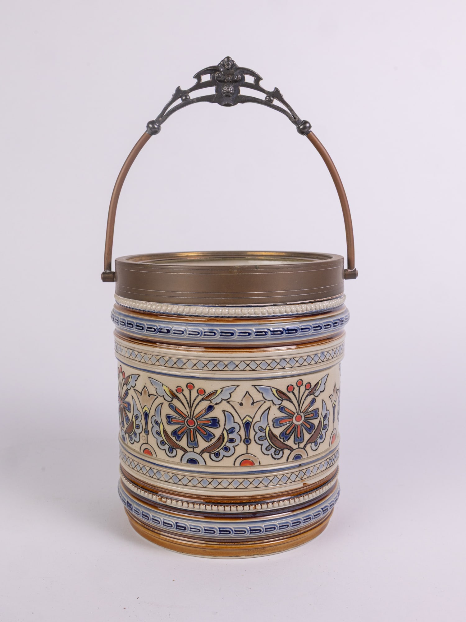 Rare 19th c. Chromolith Method Mettlach Mosaic Tobacco Jar by Villeroy & Boch - 7
