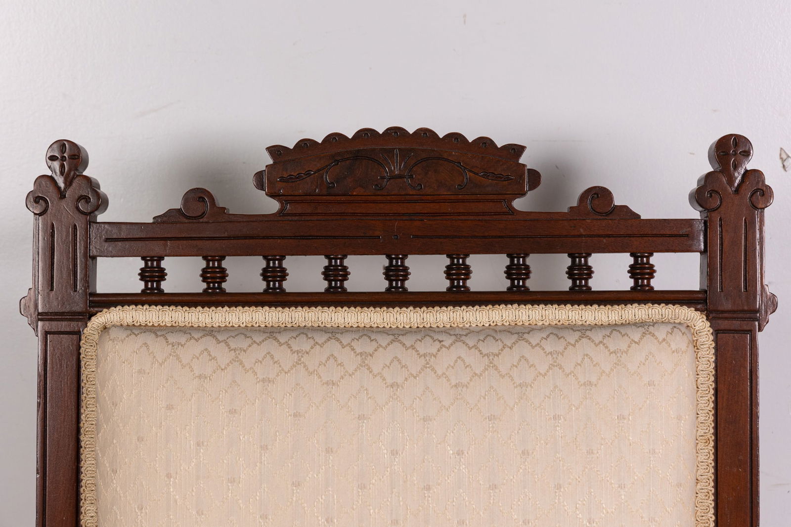 Antique Eastlake Victorian White Upholstered Arm Chair - 5