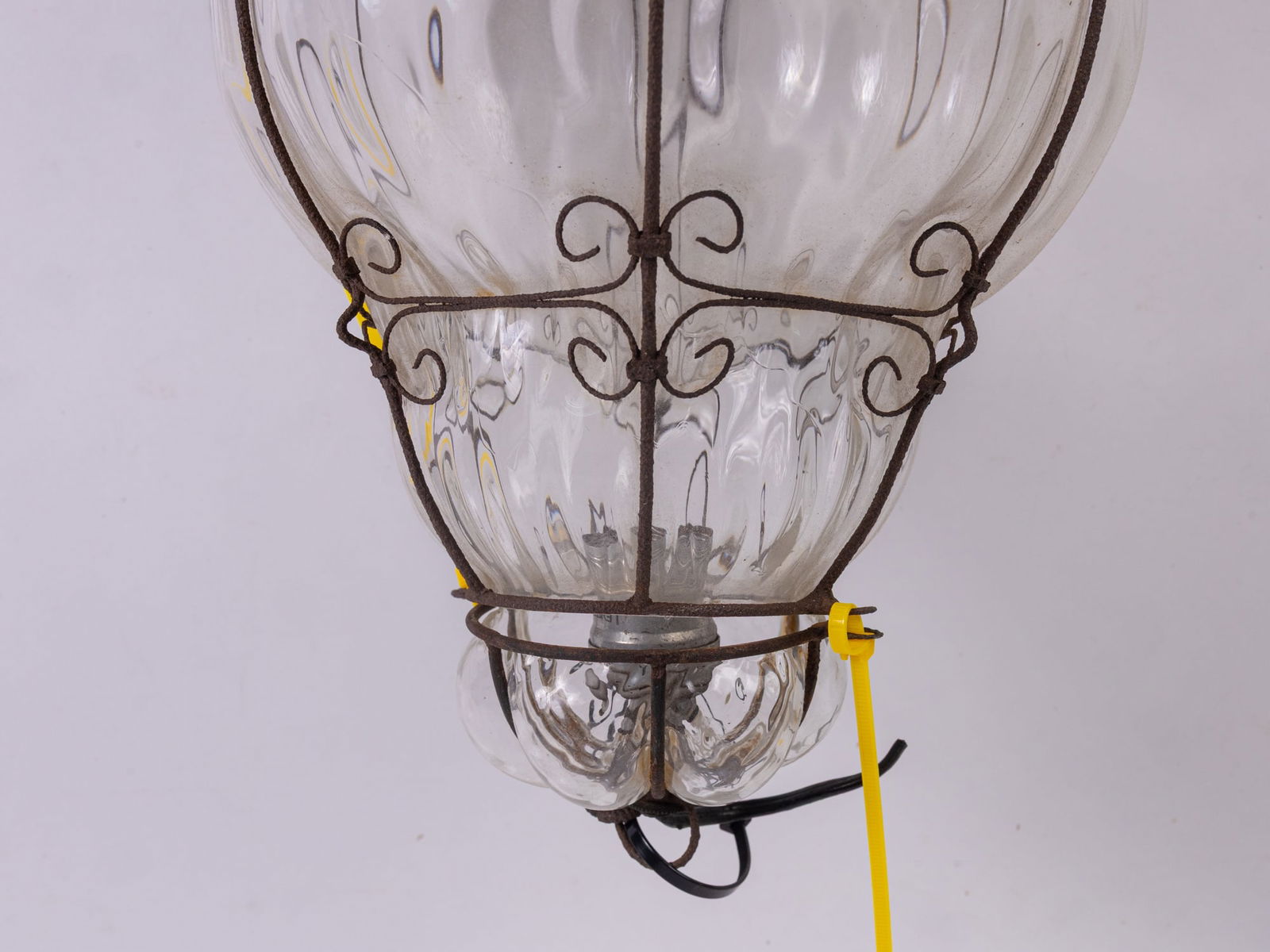 Seguso Murano Style Caged Glass Pendant Light - 3