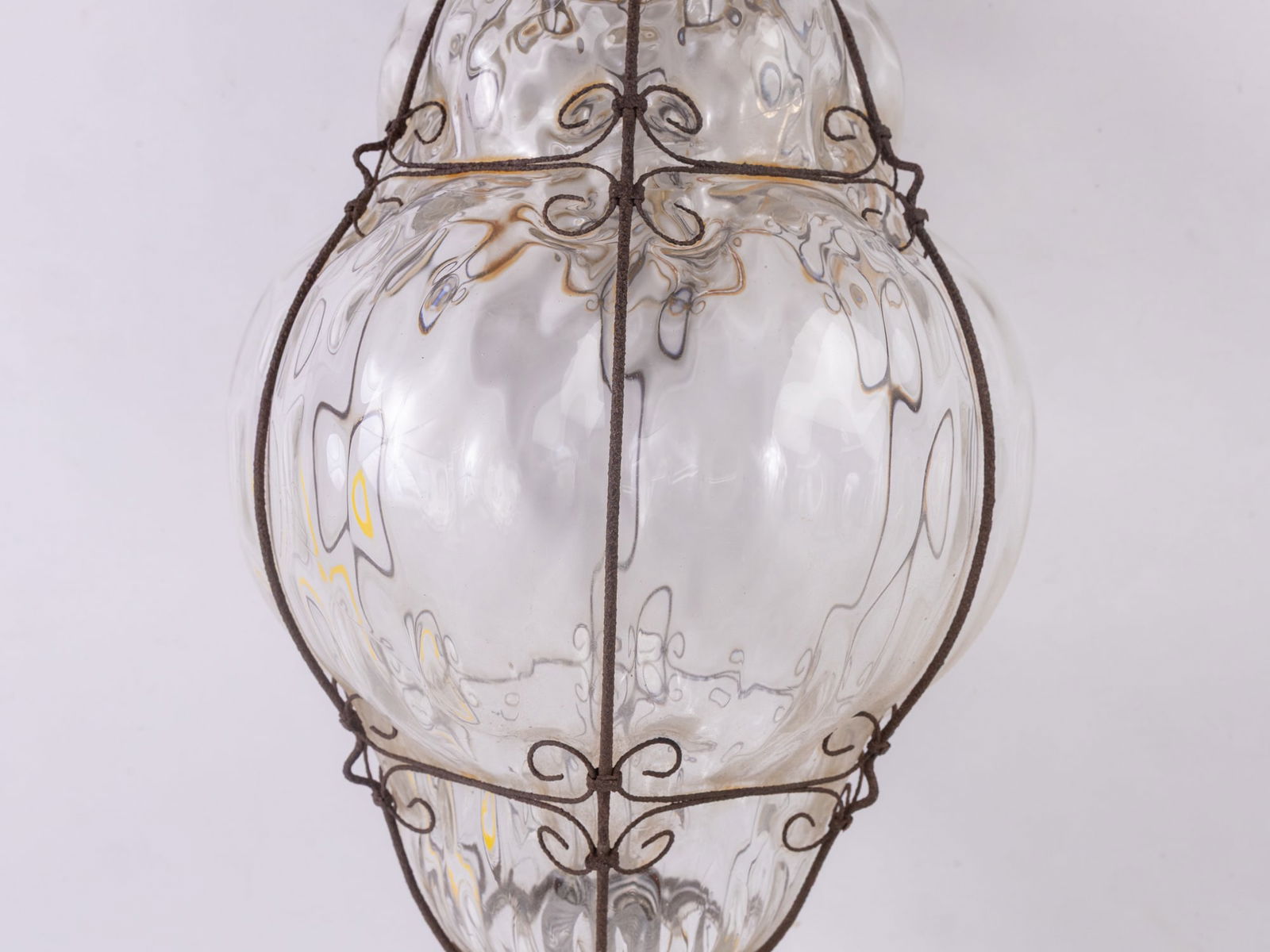 Seguso Murano Style Caged Glass Pendant Light - 4