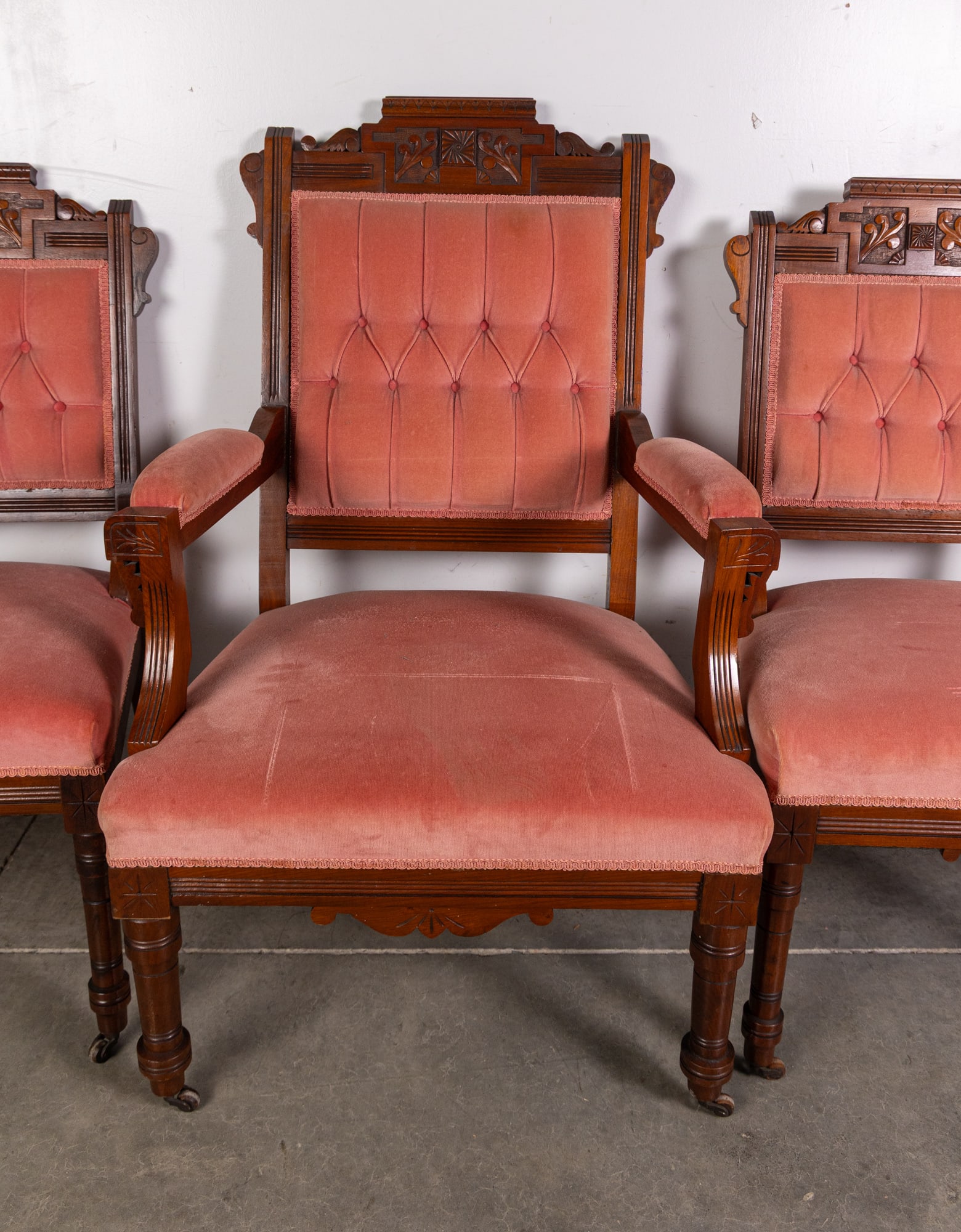 Set of Five Eastlake Victorian Upholstered Dining Chairs - 4
