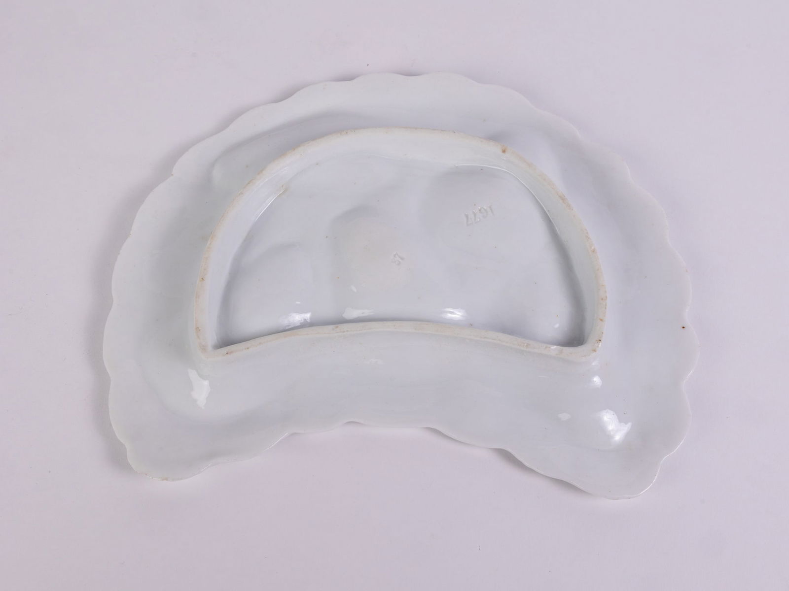 Antique Porcelain Crescent Five Well Oyster Plate - 4