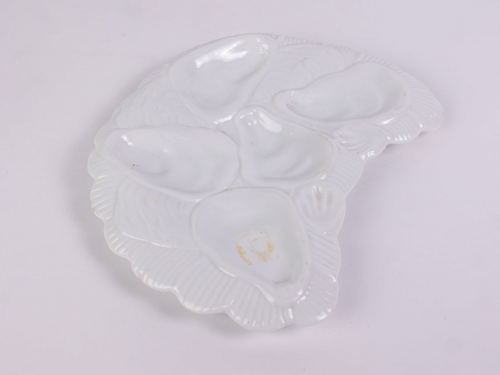 Antique Porcelain Crescent Five Well Oyster Plate - 7