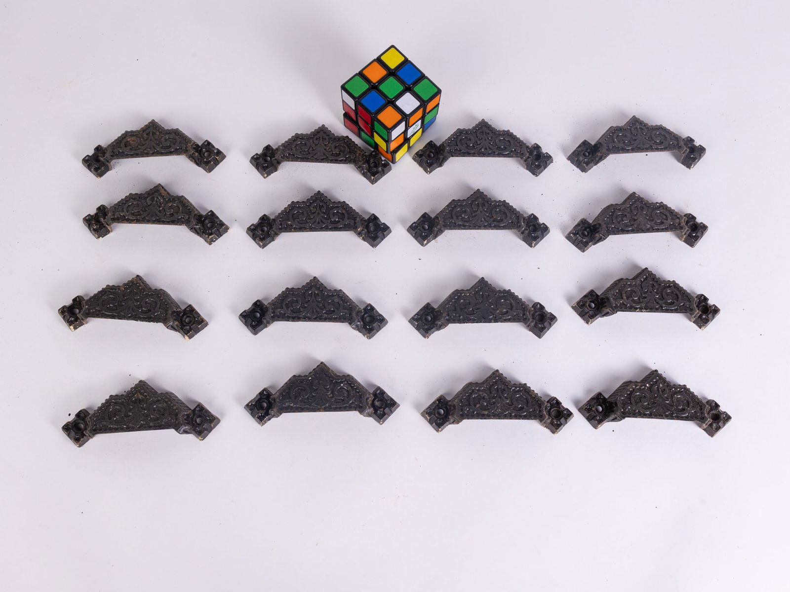 Lot of Sixteen Cast Iron Victorian Drawer Pulls - 2