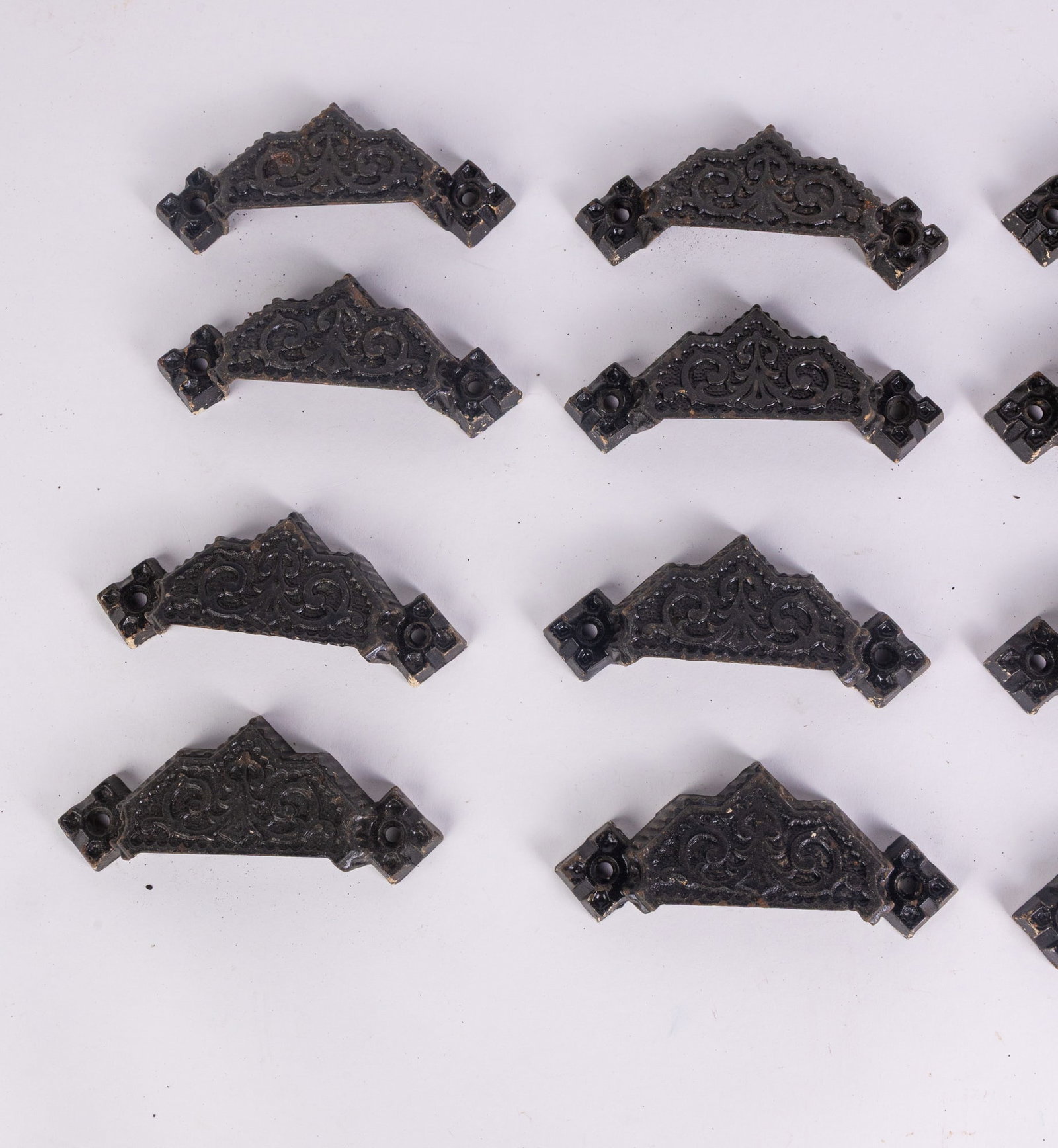 Lot of Sixteen Cast Iron Victorian Drawer Pulls - 5