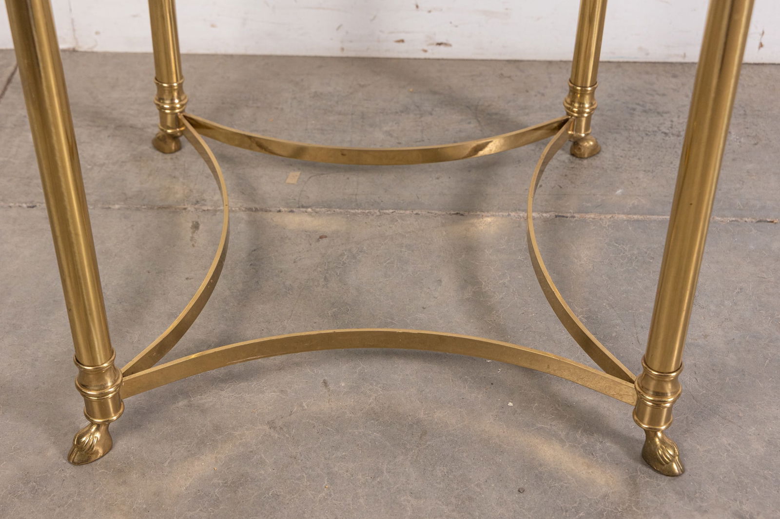 Hollywood Regency Brass Toned Glass Top Side Table - 5