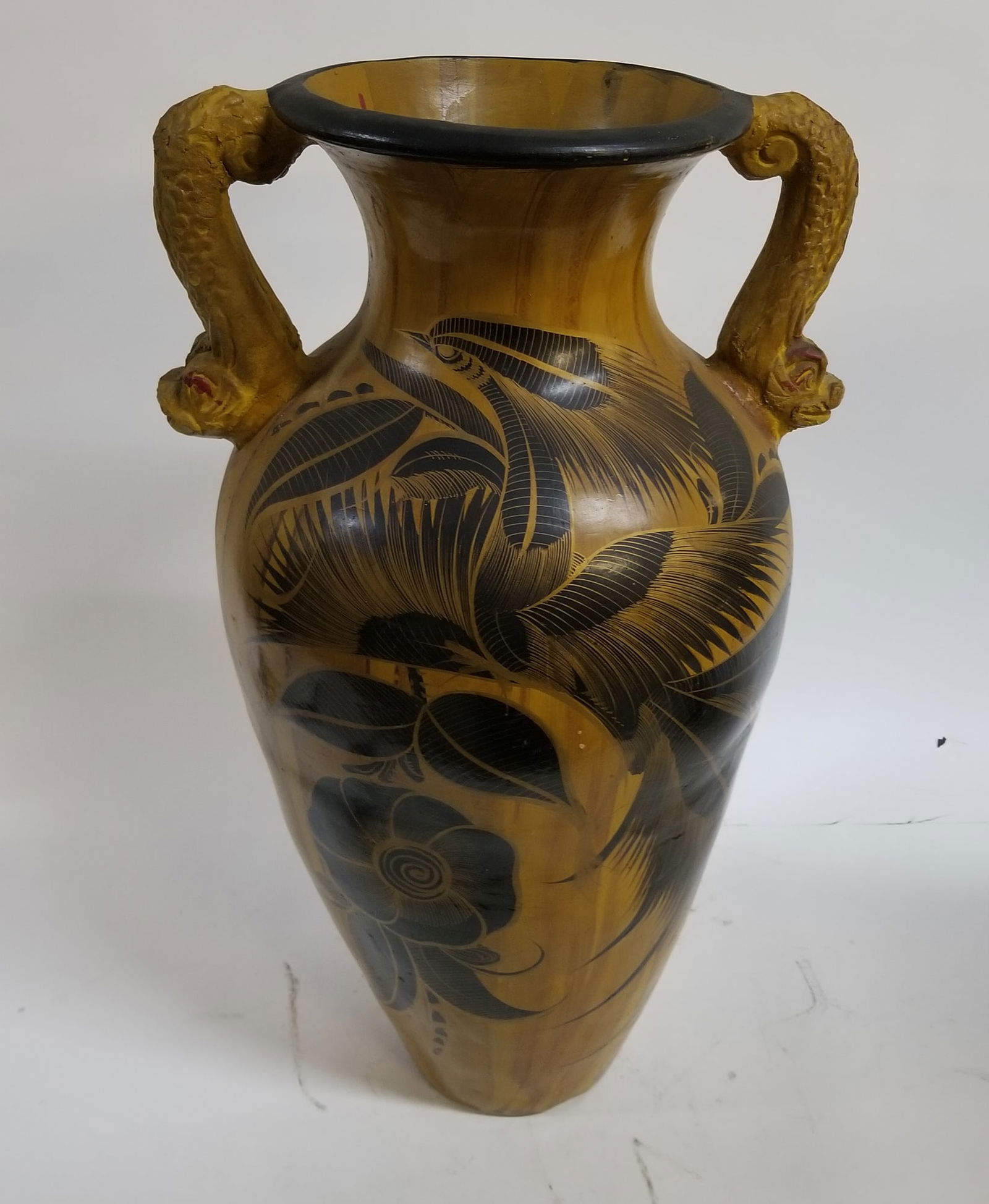 Extra Large Floor Vase with Dragon Form Handles - 2