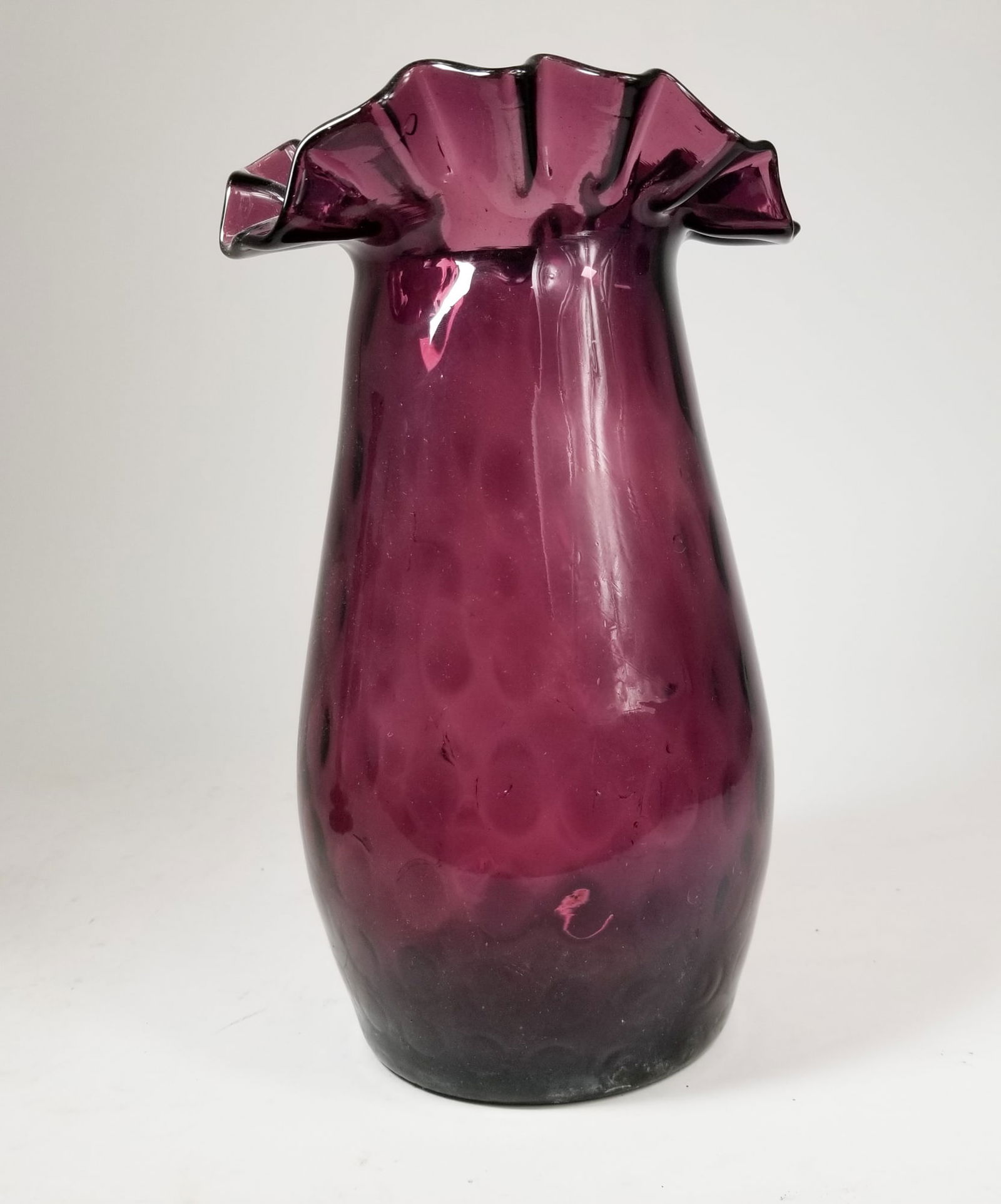 Two Sets of Large Vintage Amethyst Candle Holders & Ruffled Vases - 2