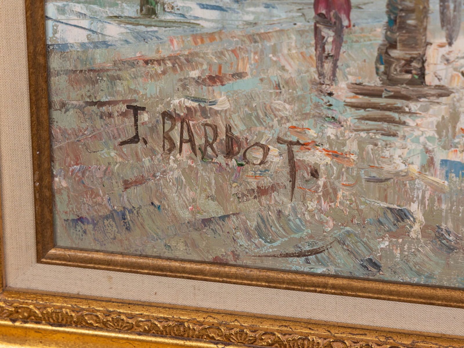 J. Bardot Parisian Street Scene Oil on Canvas - 2