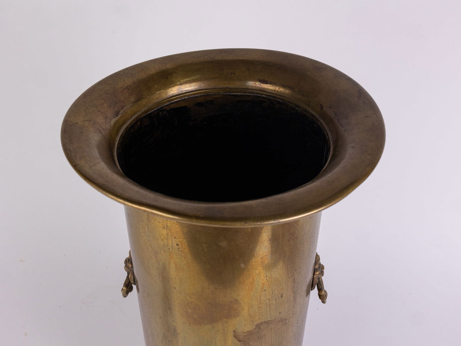 Vintage Brass Umbrella Holder with Lion Form Handles - 3