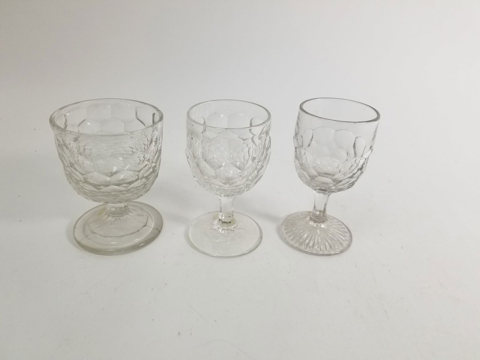19th c. Early American Pressed Glass Goblets - 2