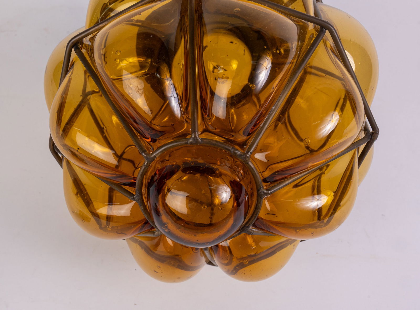 Caged Amber Mid Century Pendant Light - 3
