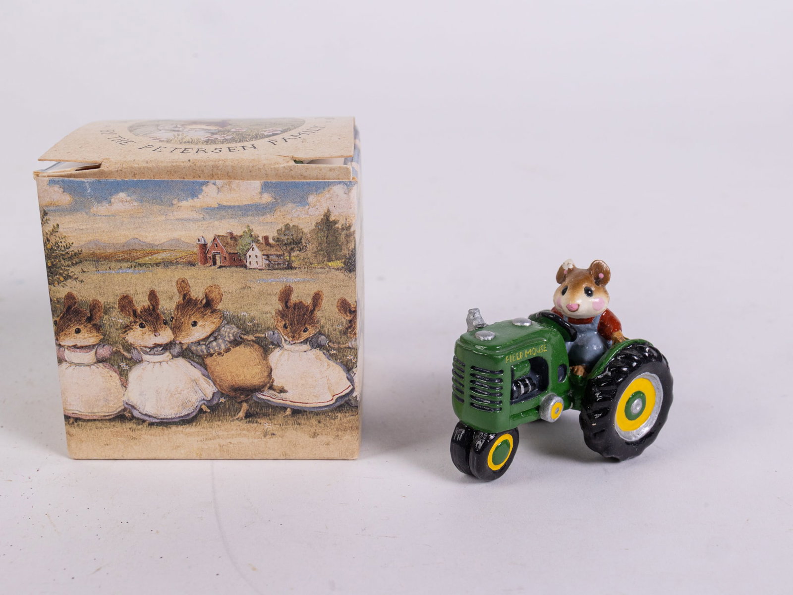 Wee Forest Folk "Field Mouse" Green Tractor M-133 Figurine in Box (1 of 6)